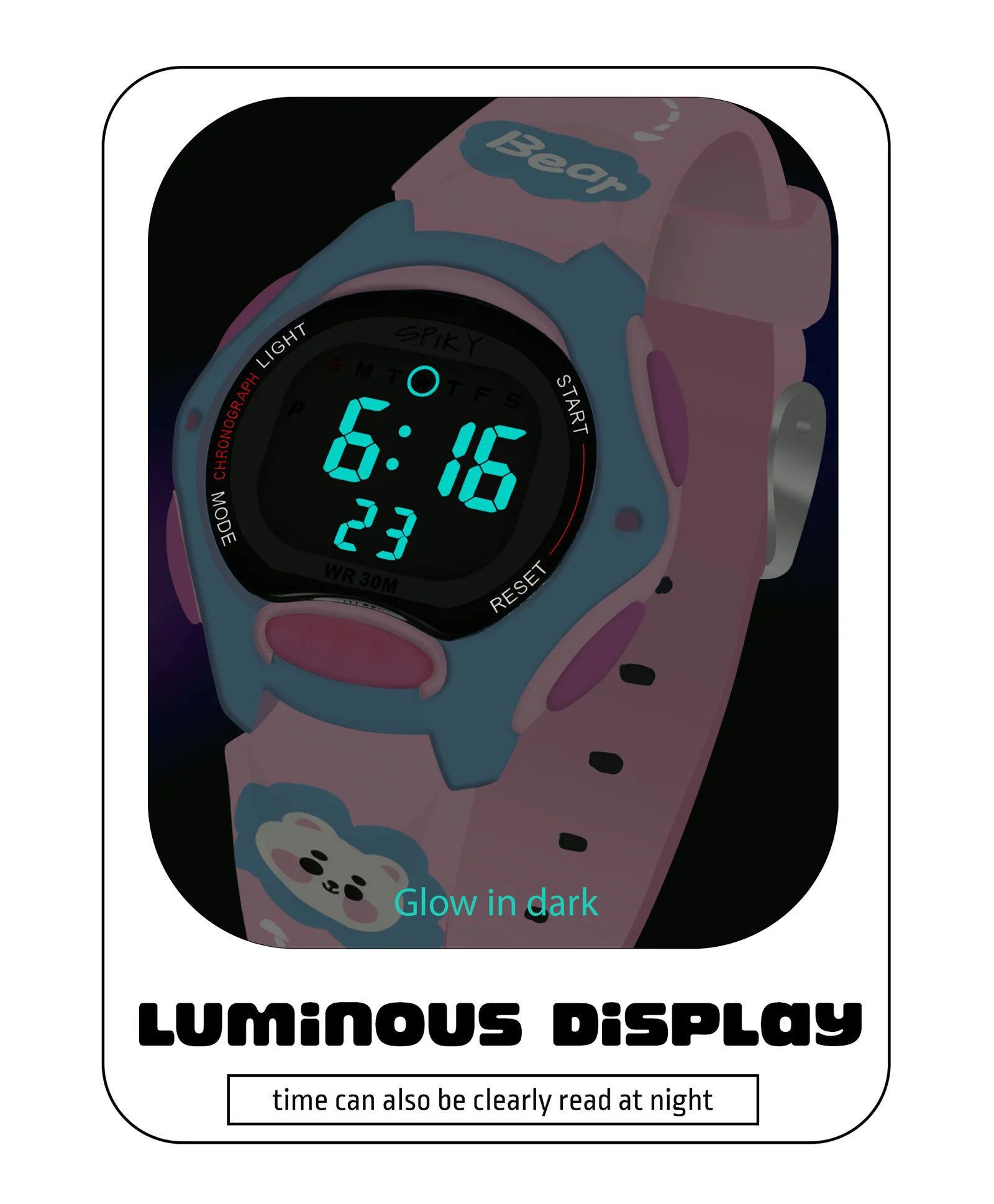 Spiky Eva18 Printed Strap Round Sports Digital Watch - Image 15