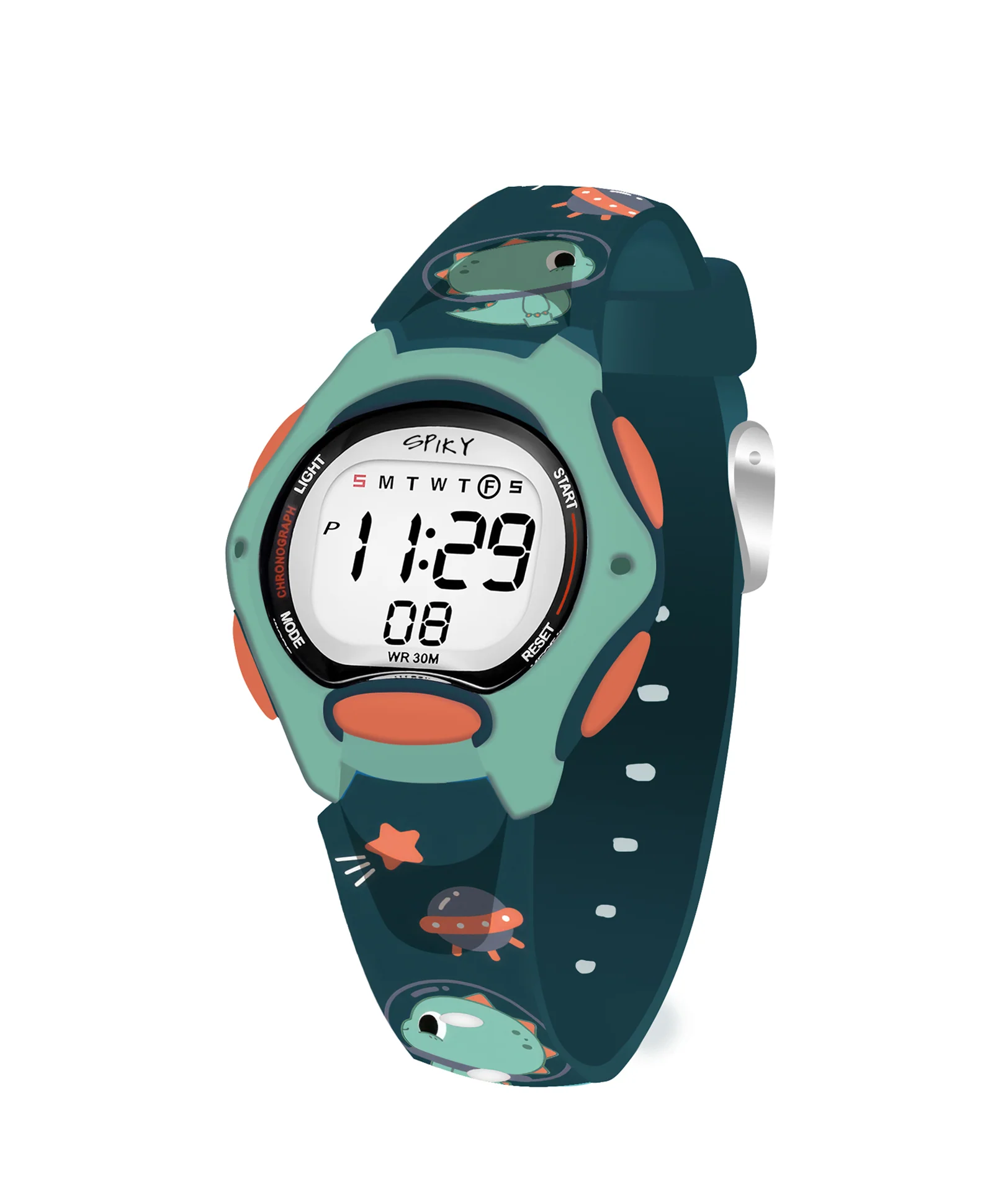 Spiky Eva18 Printed Strap Round Sports Digital Watch - Image 49