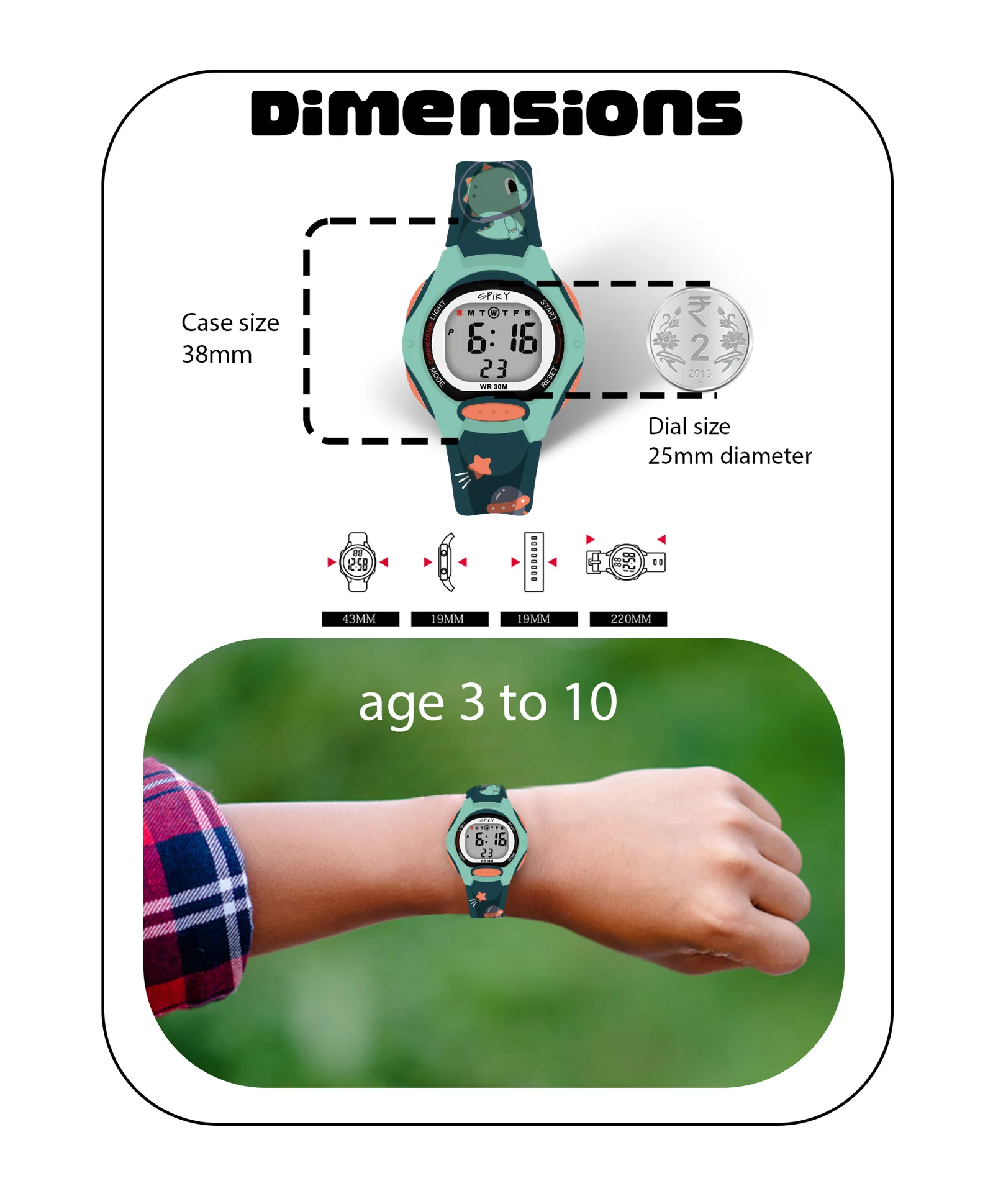 Spiky Eva18 Printed Strap Round Sports Digital Watch - Image 52