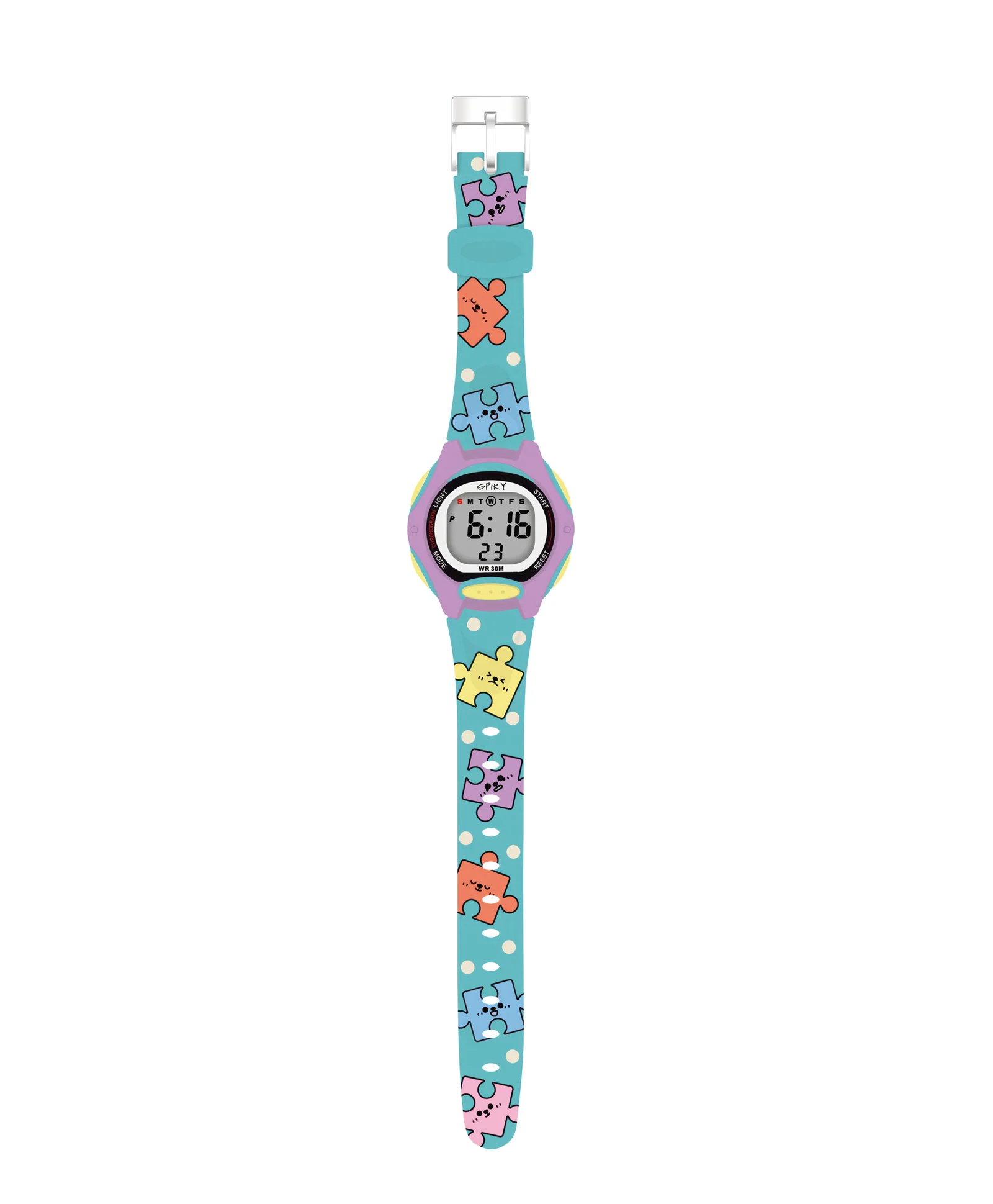 Spiky Eva18 Printed Strap Round Sports Digital Watch - Image 8