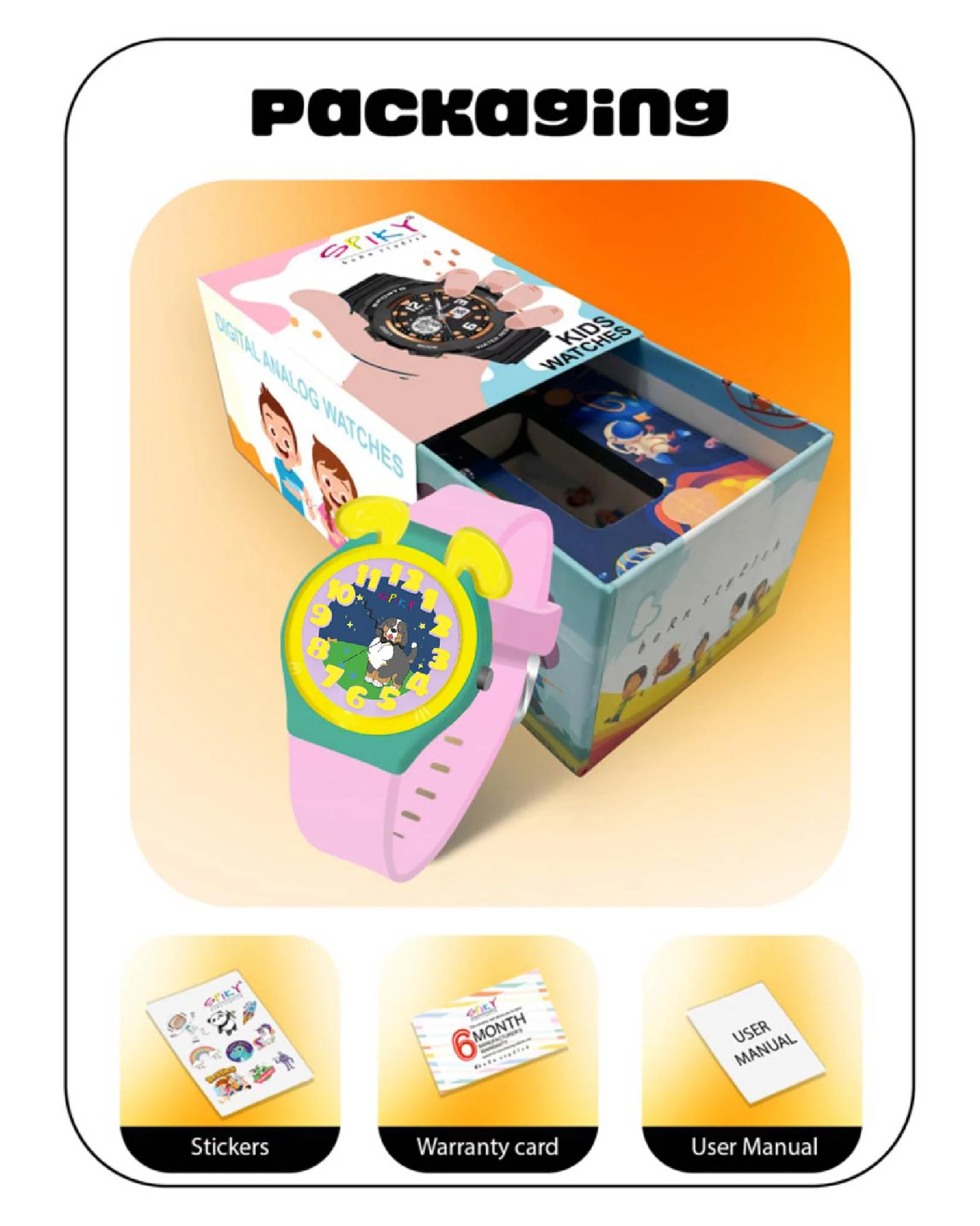 Spiky Fun & Cute Design Analog Kids Watch EVA35 - Image 19