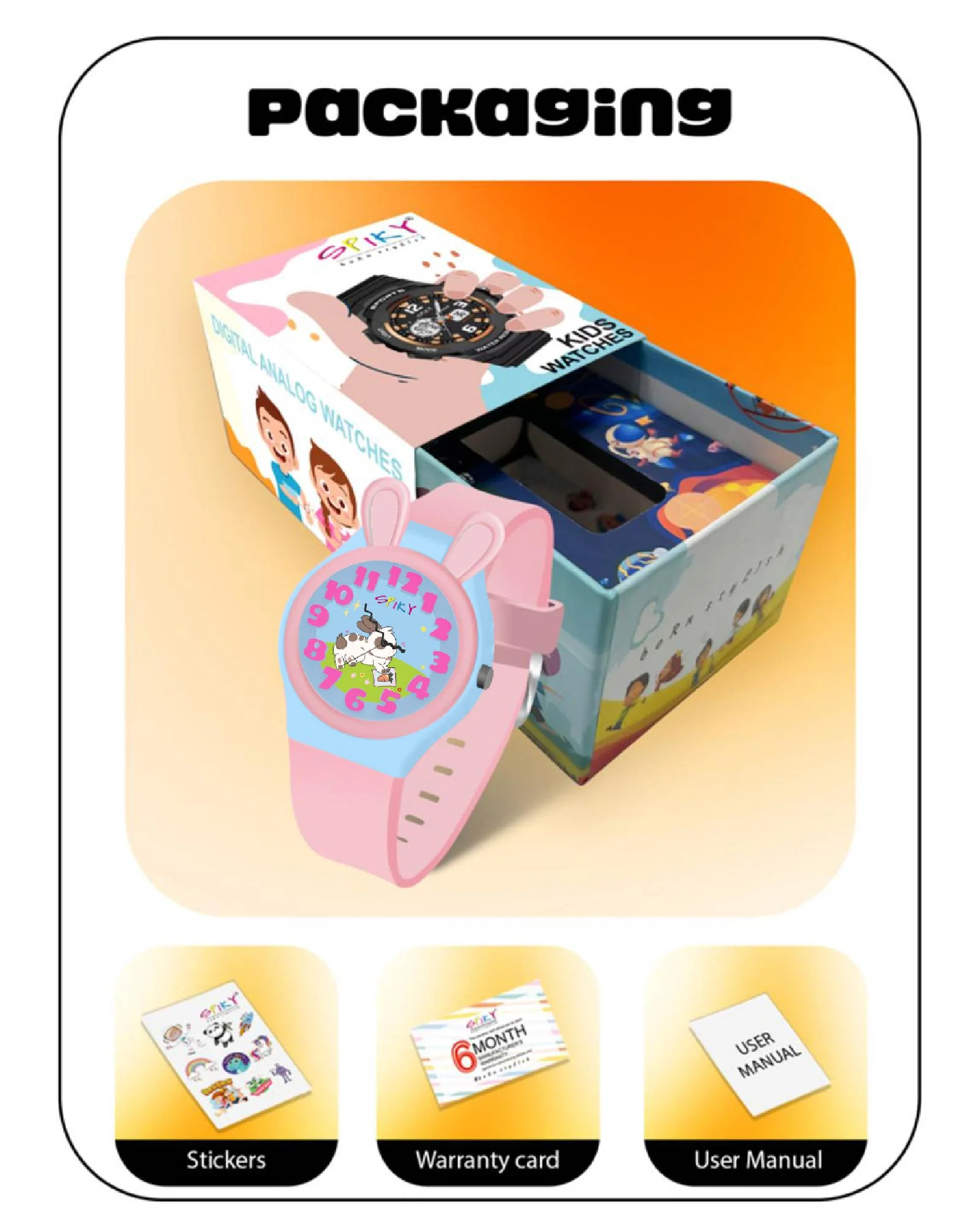 Spiky Fun & Cute Design Analog Kids Watch EVA35 - Image 10