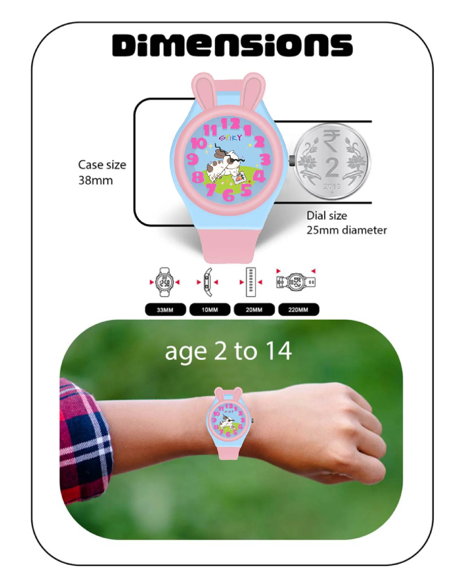 Spiky Fun & Cute Design Analog Kids Watch EVA35 - Image 3