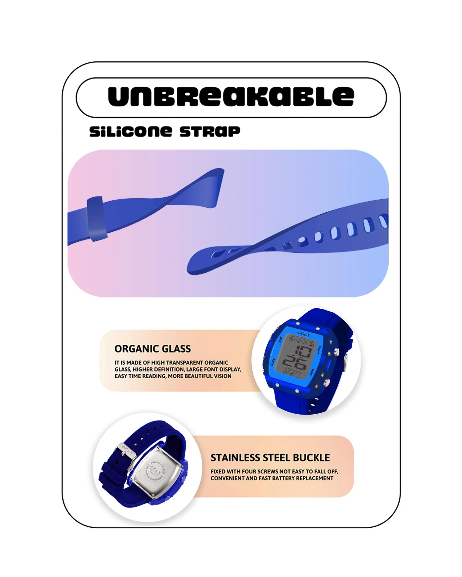 Spiky Digital Sports Watch for Kids EVA36 - Image 7