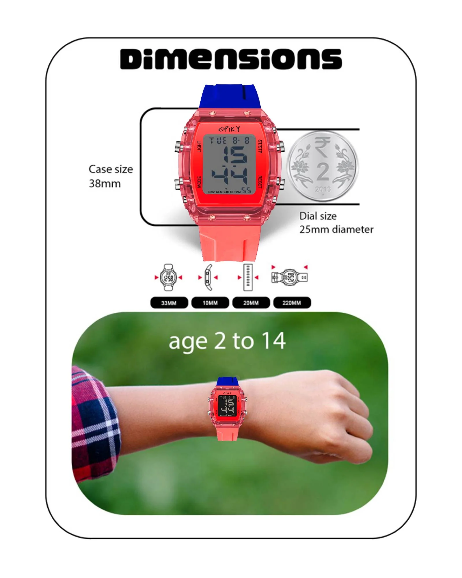 Spiky Digital Sports Watch for Kids EVA36 - Image 36