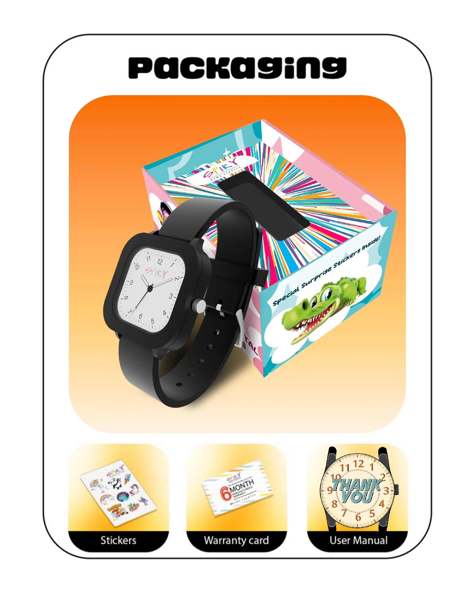 Spiky Square Stylish Analog Watch for Kids EVA37 - Image 20