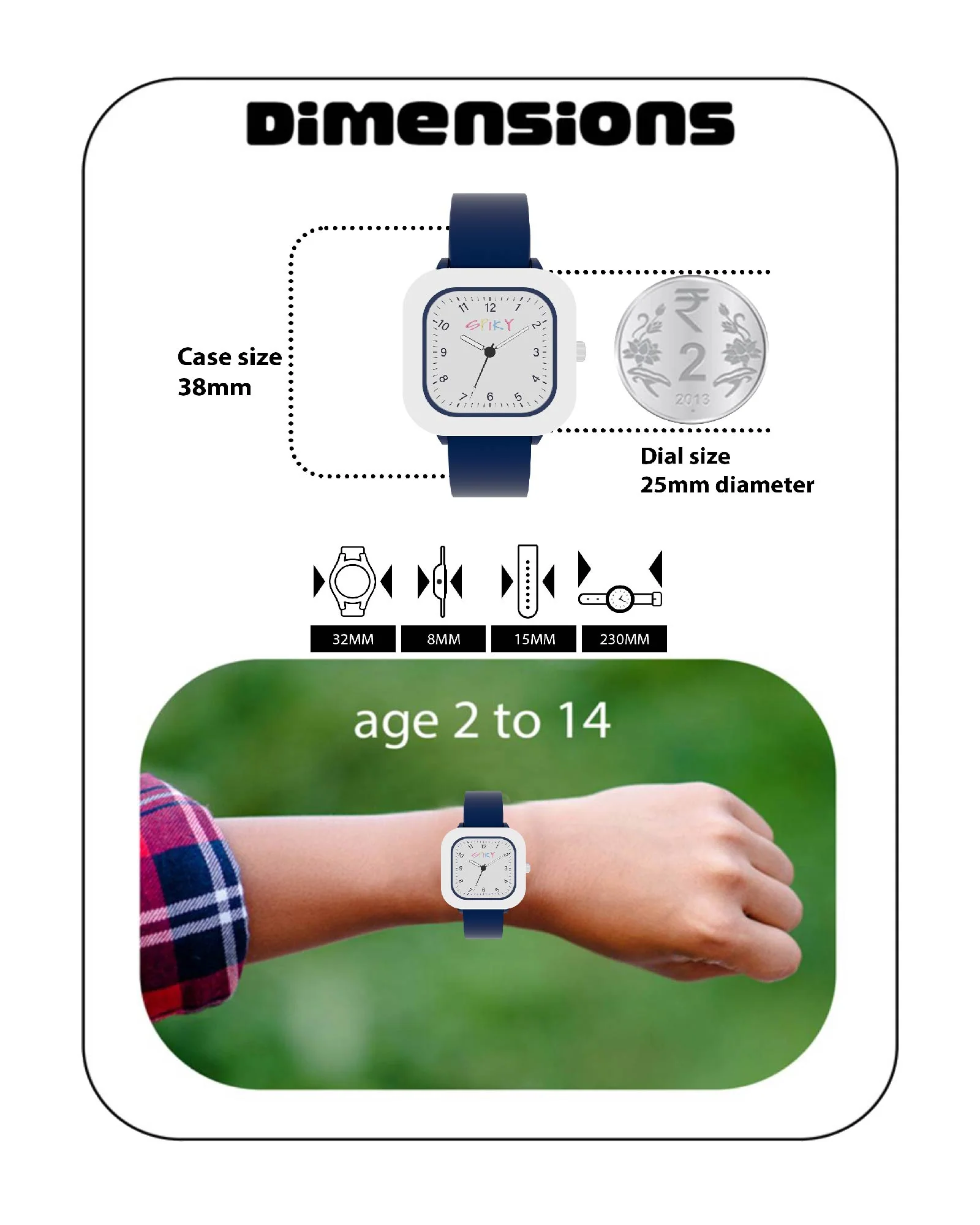 Spiky Square Stylish Analog Watch for Kids EVA37 - Image 23