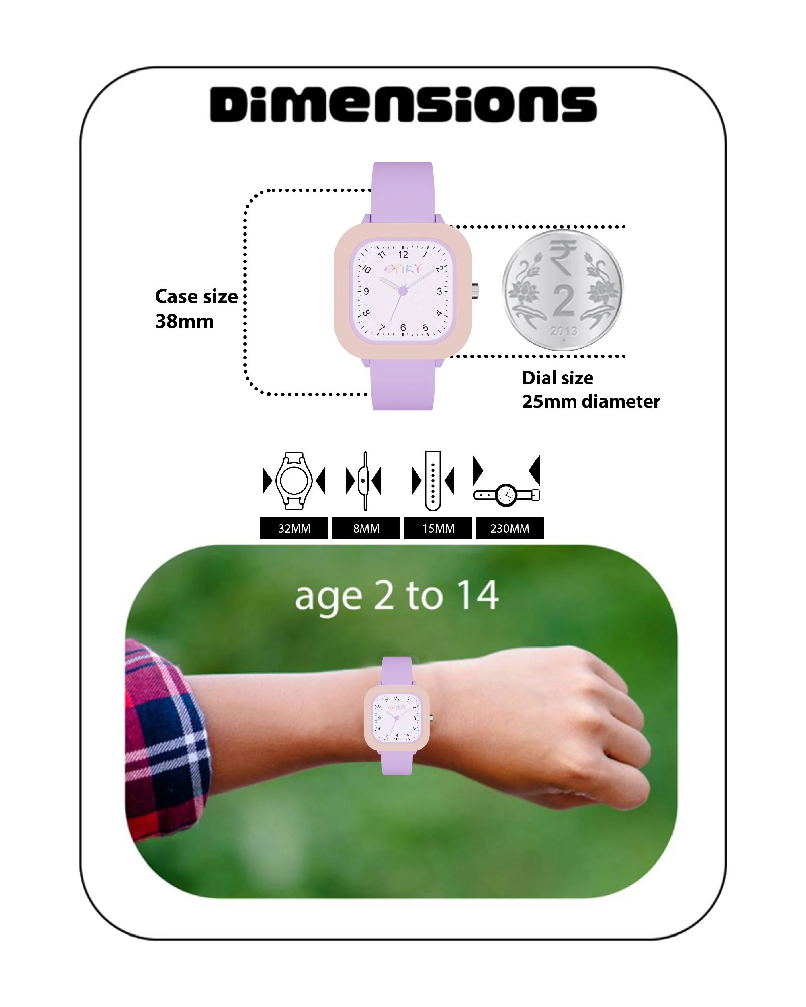 Spiky Square Stylish Analog Watch for Kids EVA37 - Image 33