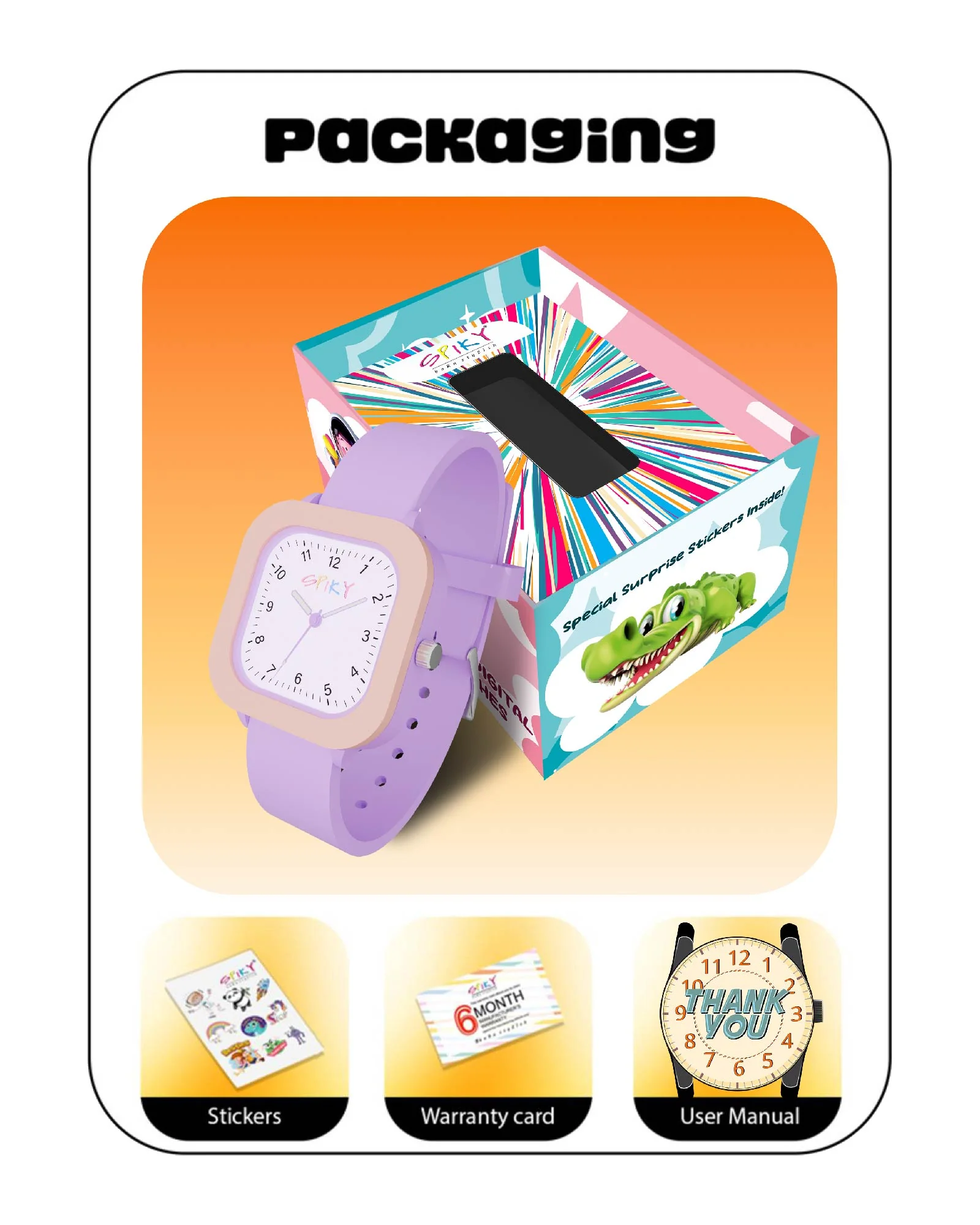 Spiky Square Stylish Analog Watch for Kids EVA37 - Image 40