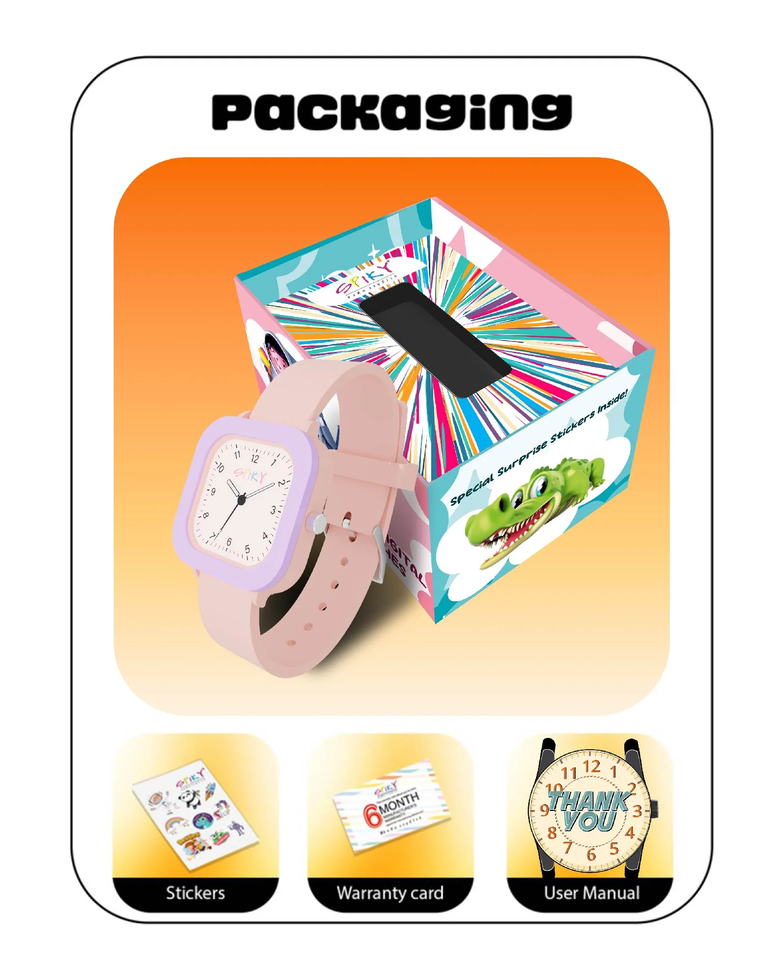 Spiky Square Stylish Analog Watch for Kids EVA37 - Image 20