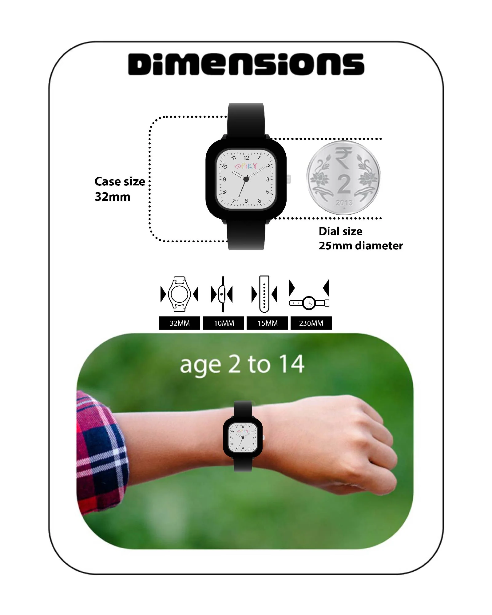 Spiky Square Stylish Analog Watch for Kids EVA37 - Image 23
