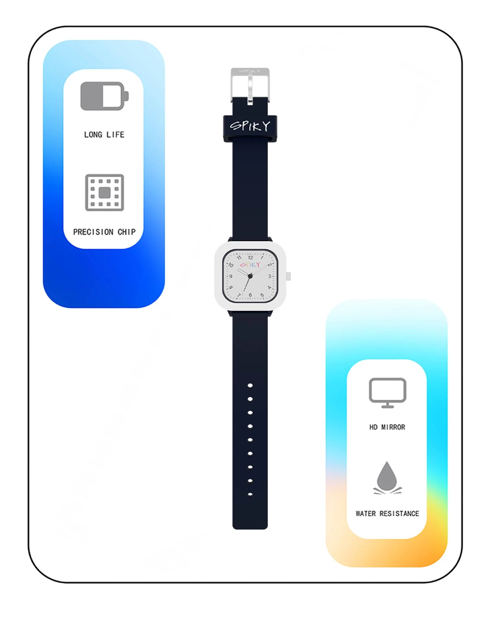 Spiky Square Stylish Analog Watch for Kids EVA37 - Image 36
