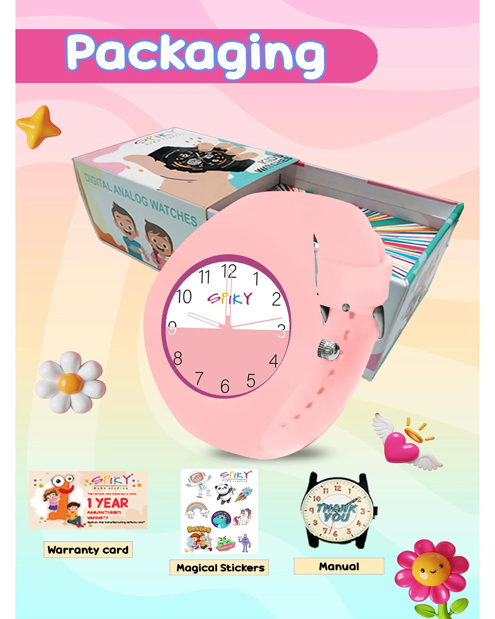 Spiky Round Casual Analog Kids Watch EVA39 - Image 7