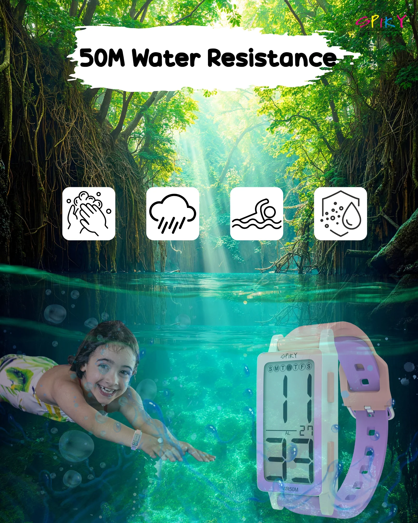 Spiky Multi-functional Digital Sports Watch for Kids EVA44 - Image 4