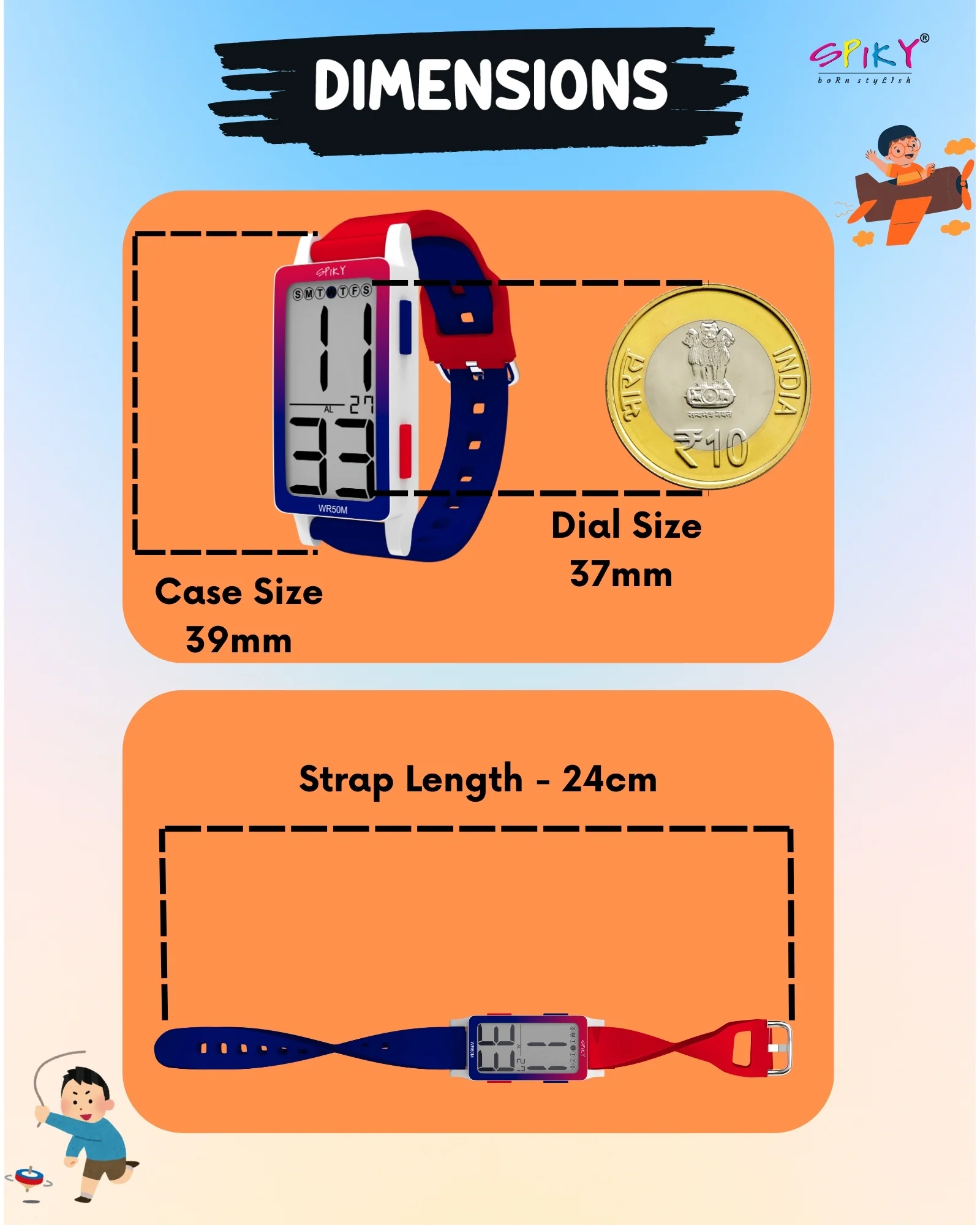 Spiky Multi-functional Digital Sports Watch for Kids EVA44 - Image 11