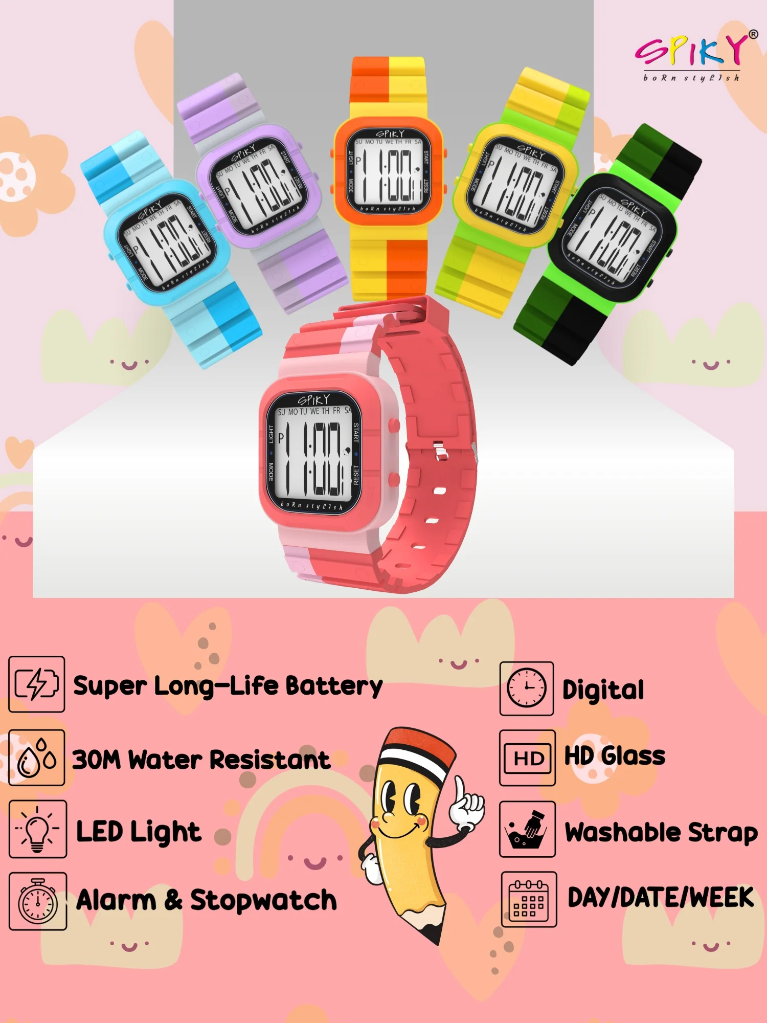 Spiky Multi-functional Digital Watch for Kids Boys and Girls EVA45 - Image 38