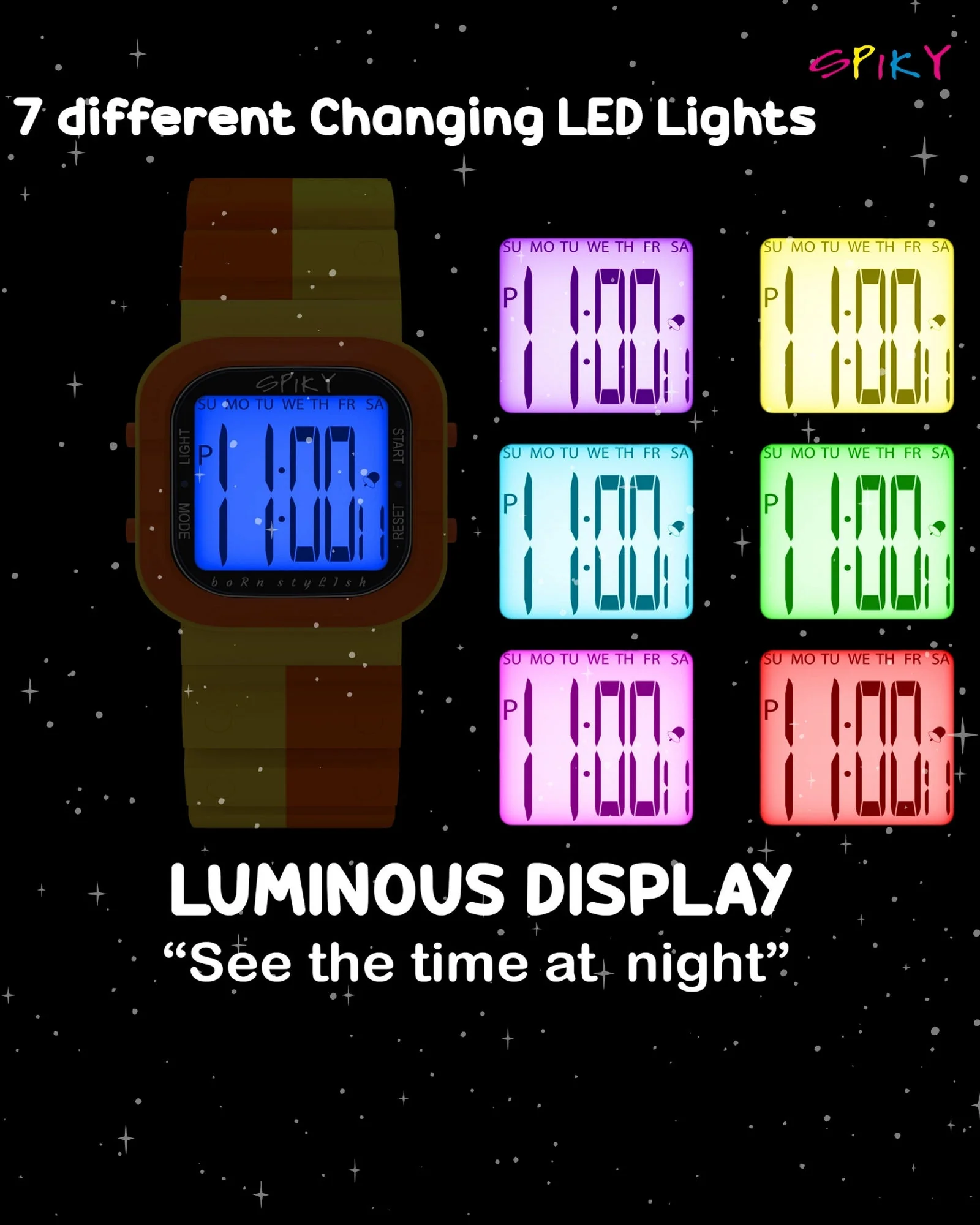 Spiky Multi-functional Digital Watch for Kids Boys and Girls EVA45 - Image 23