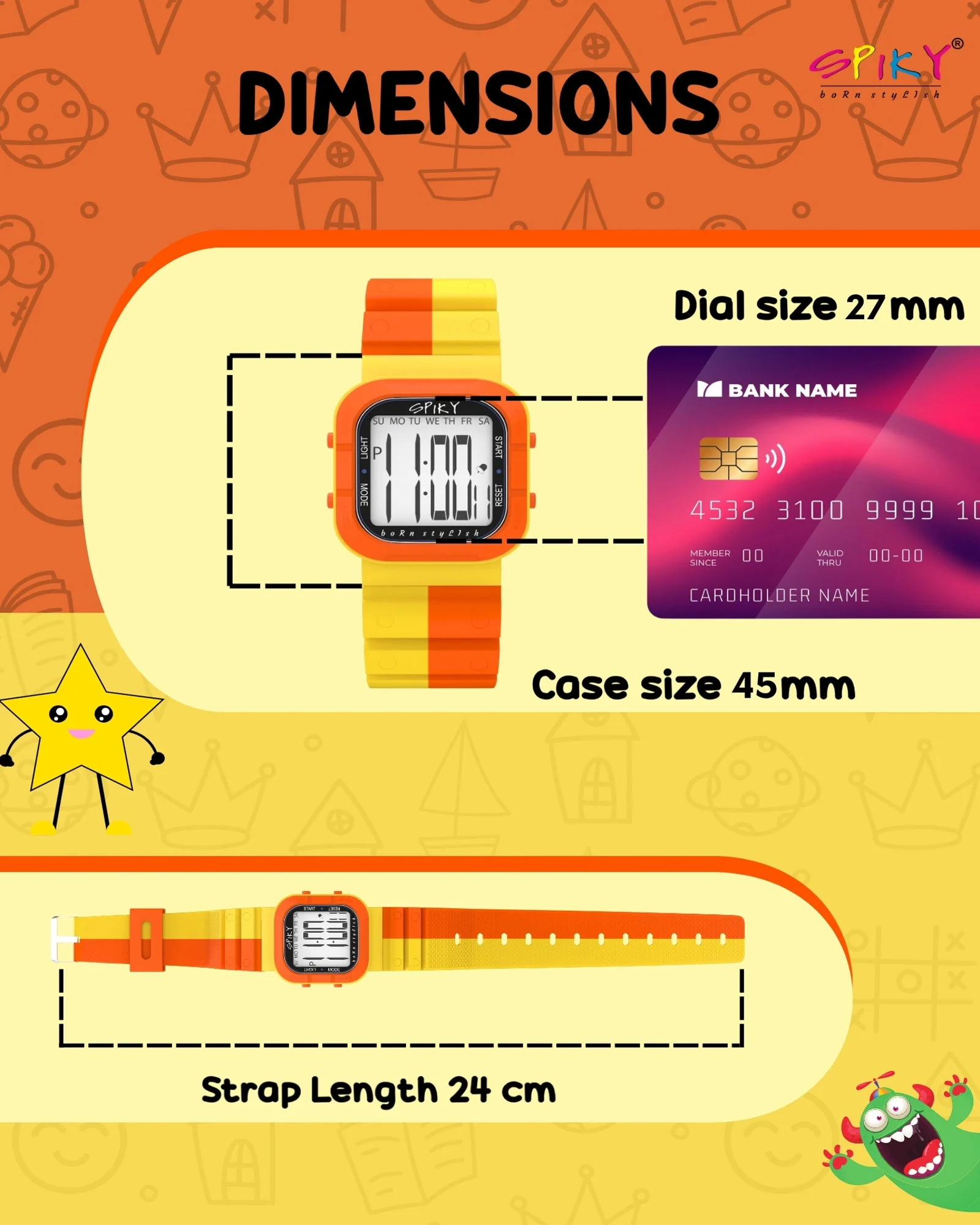 Spiky Multi-functional Digital Watch for Kids Boys and Girls EVA45 - Image 25