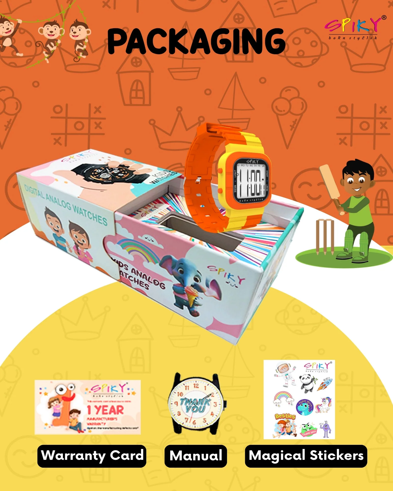 Spiky Multi-functional Digital Watch for Kids Boys and Girls EVA45 - Image 28