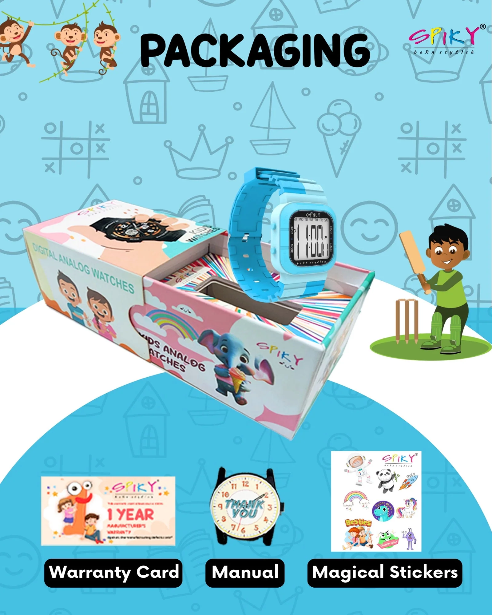 Spiky Multi-functional Digital Watch for Kids Boys and Girls EVA45 - Image 14
