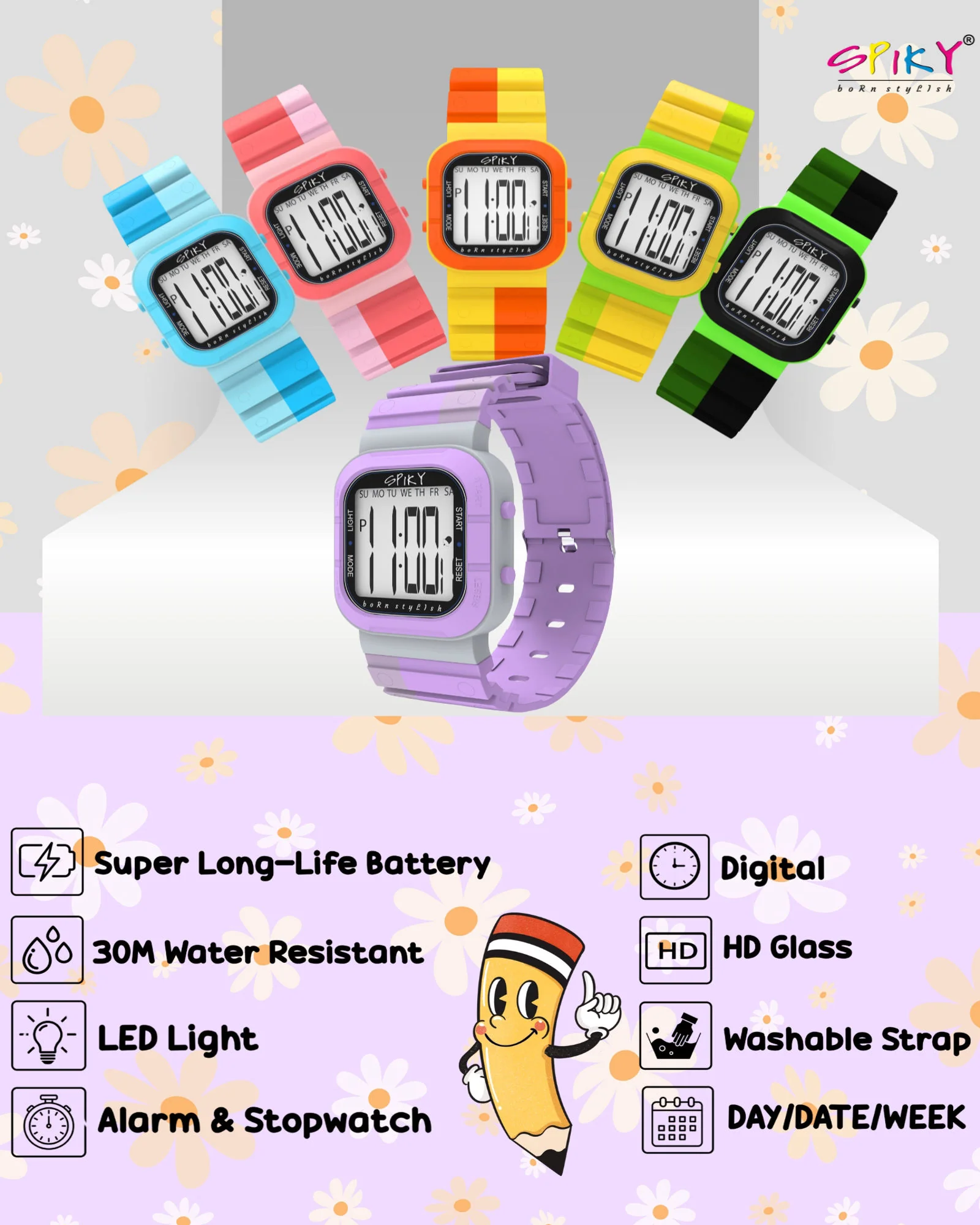Spiky Multi-functional Digital Watch for Kids Boys and Girls EVA45 - Image 3