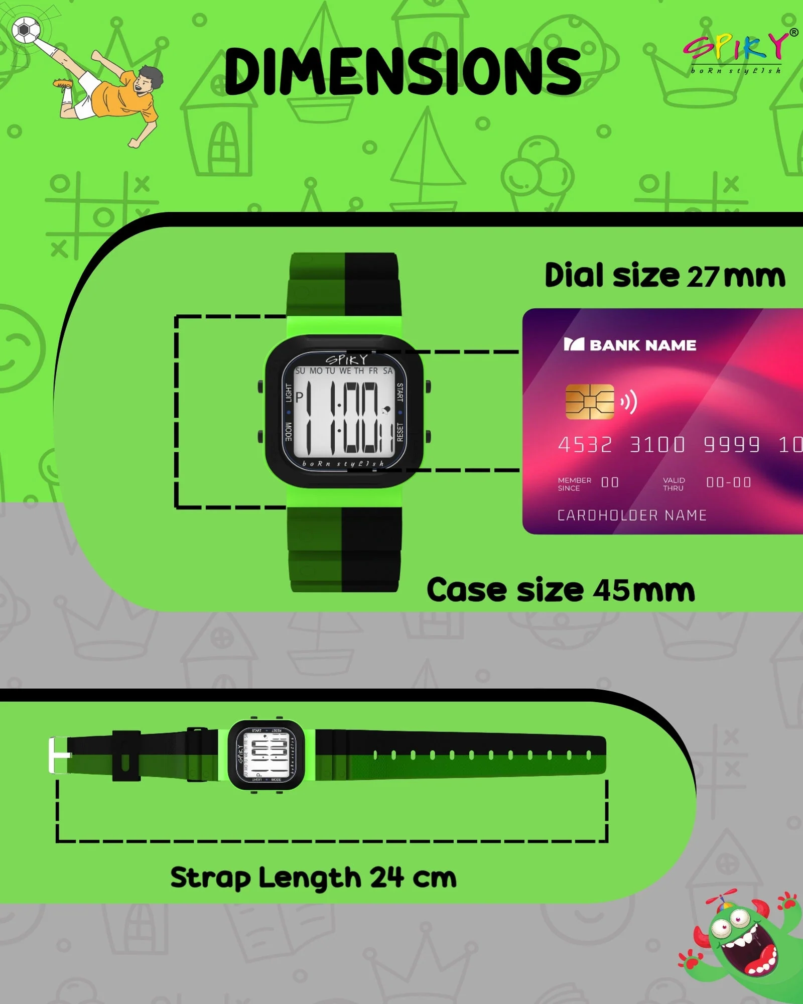 Spiky Multi-functional Digital Watch for Kids Boys and Girls EVA45 - Image 32