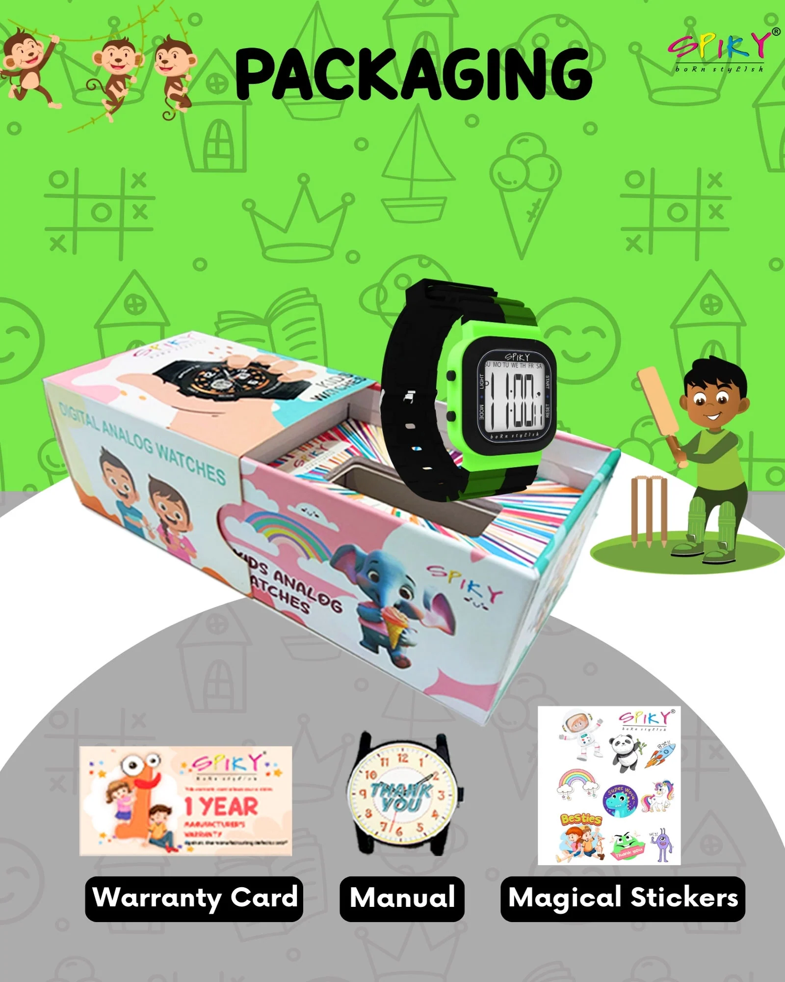 Spiky Multi-functional Digital Watch for Kids Boys and Girls EVA45 - Image 35