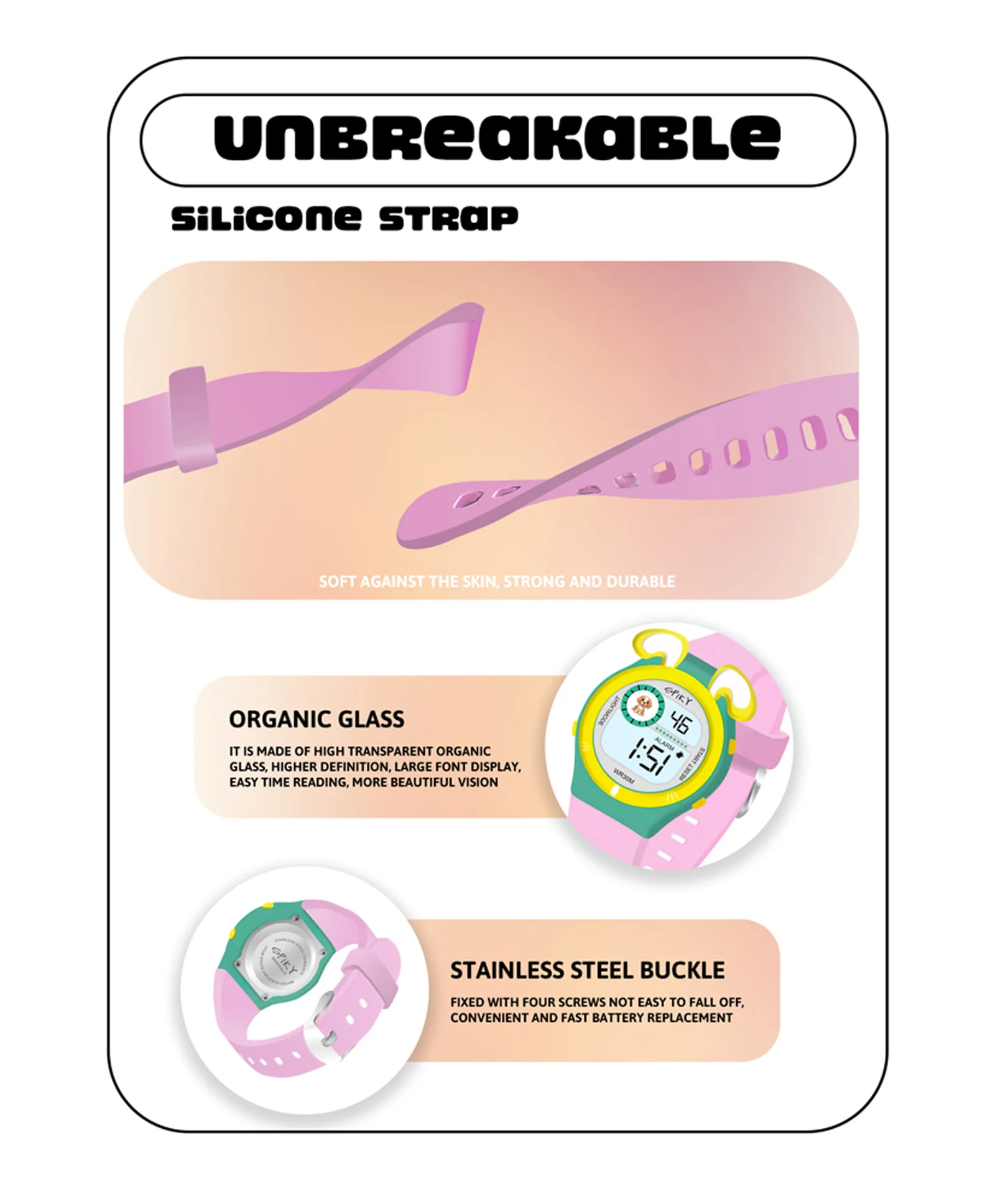 Spiky Eva26 Fun Digital Watch for Kids - Image 51