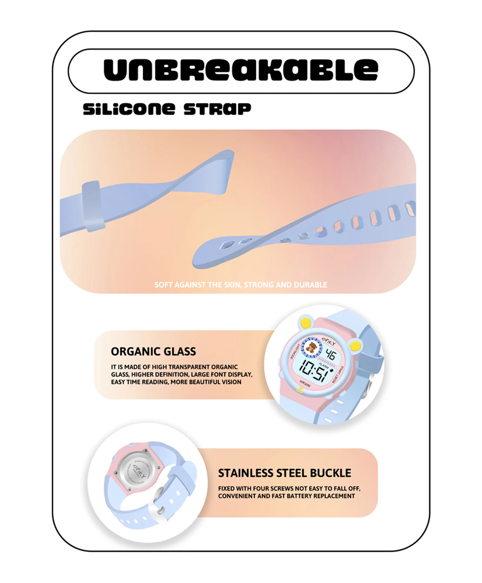Spiky Eva26 Fun Digital Watch for Kids - Image 73