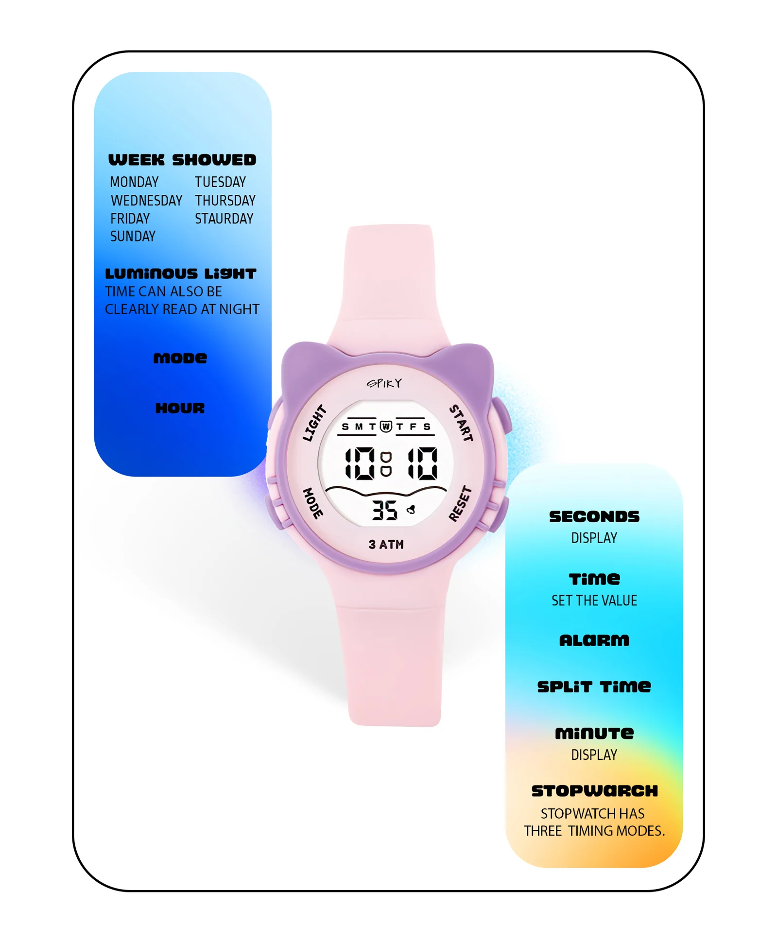 Spiky Eva12 Cat Shaped Sports Digital Watch - Image 7
