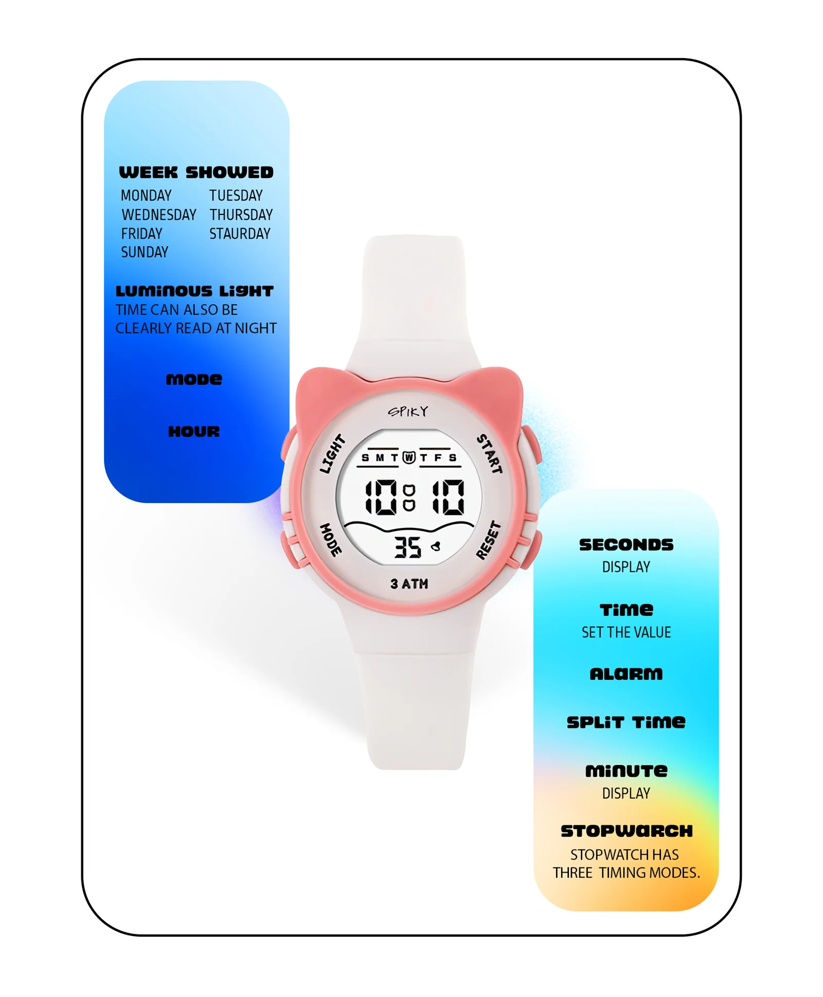 Spiky Eva12 Cat Shaped Sports Digital Watch - Image 7