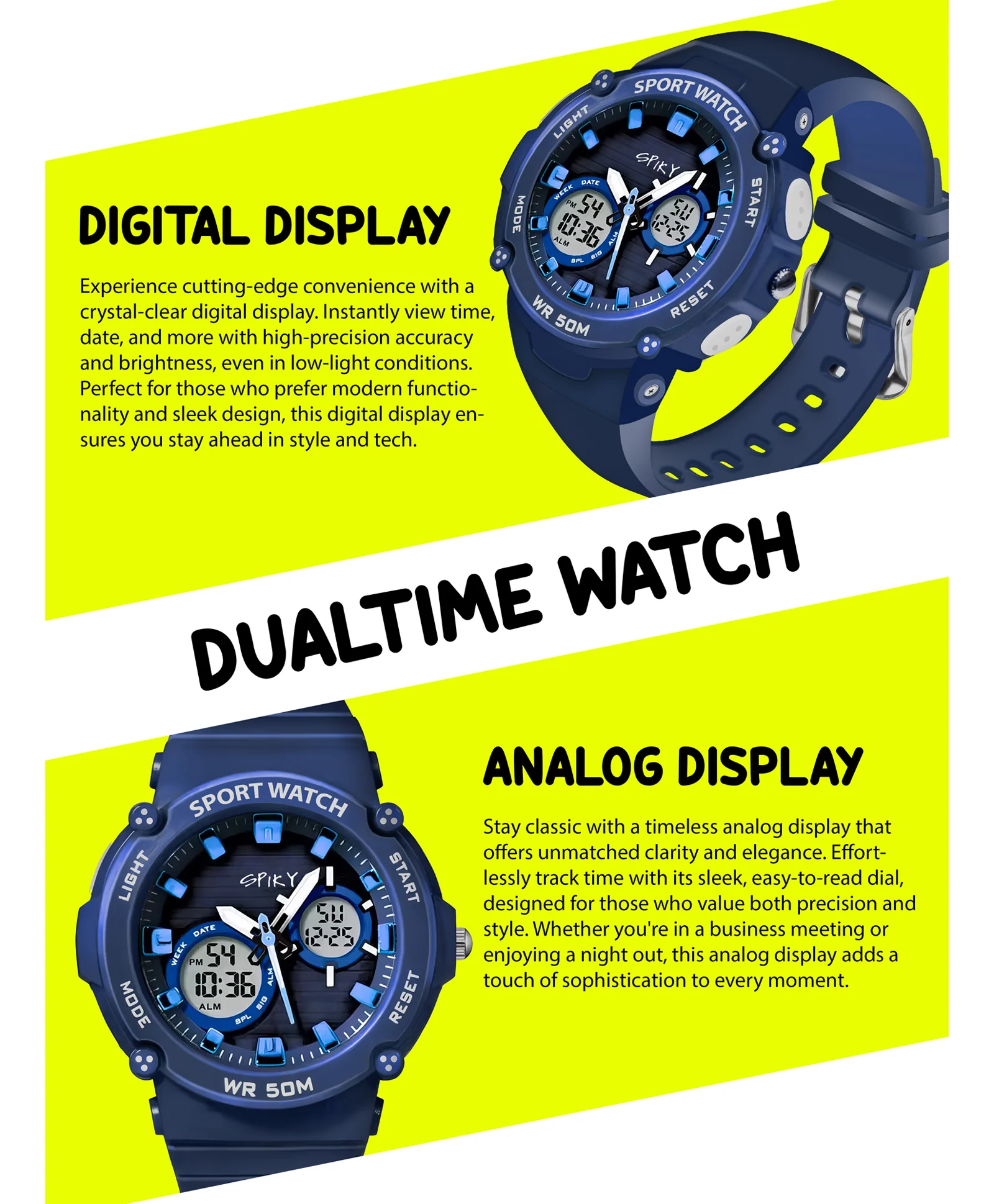 Spiky Eva29 Round Digital Sports Diving Watch - Image 19