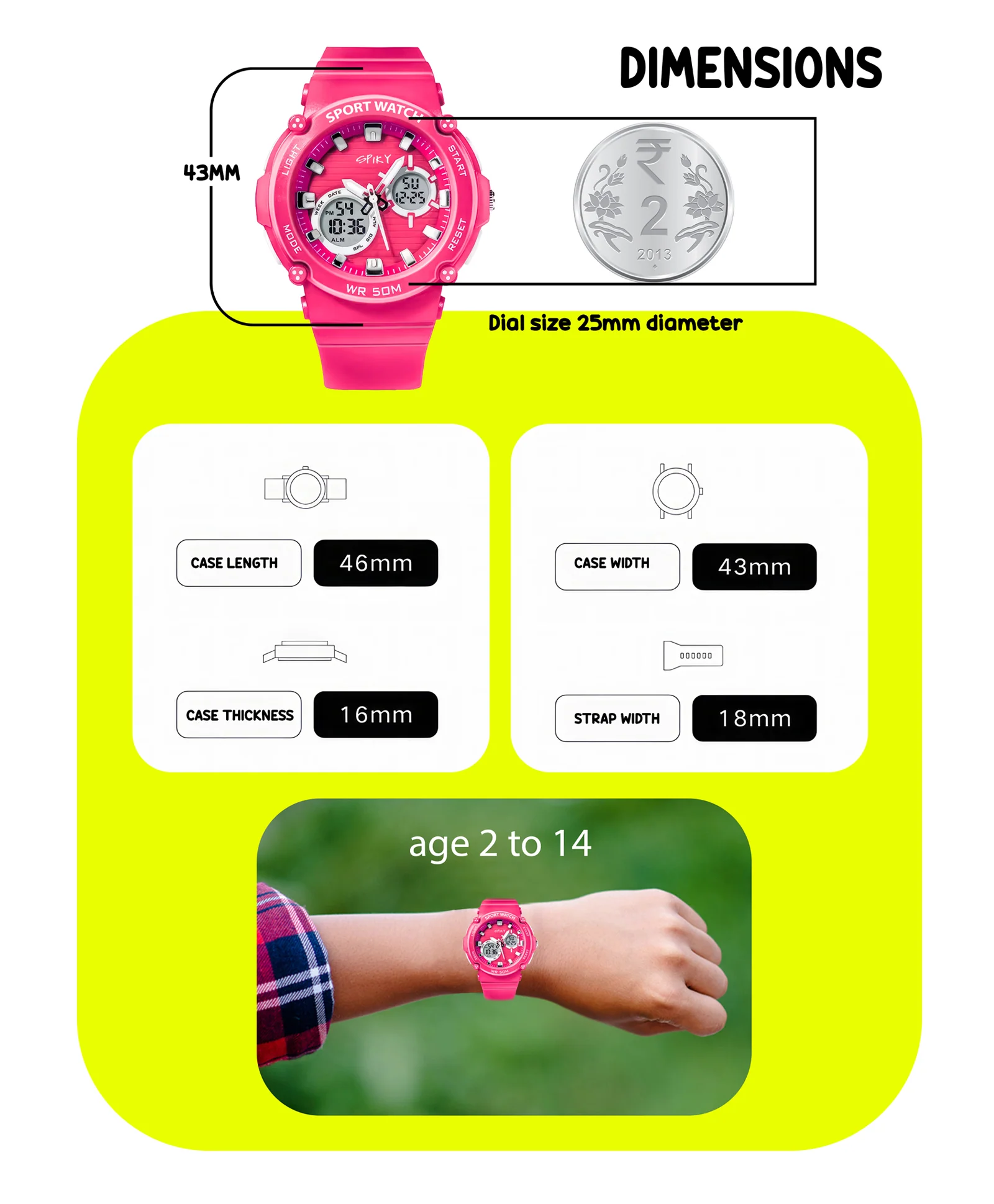 Spiky Eva29 Round Digital Sports Diving Watch - Image 3