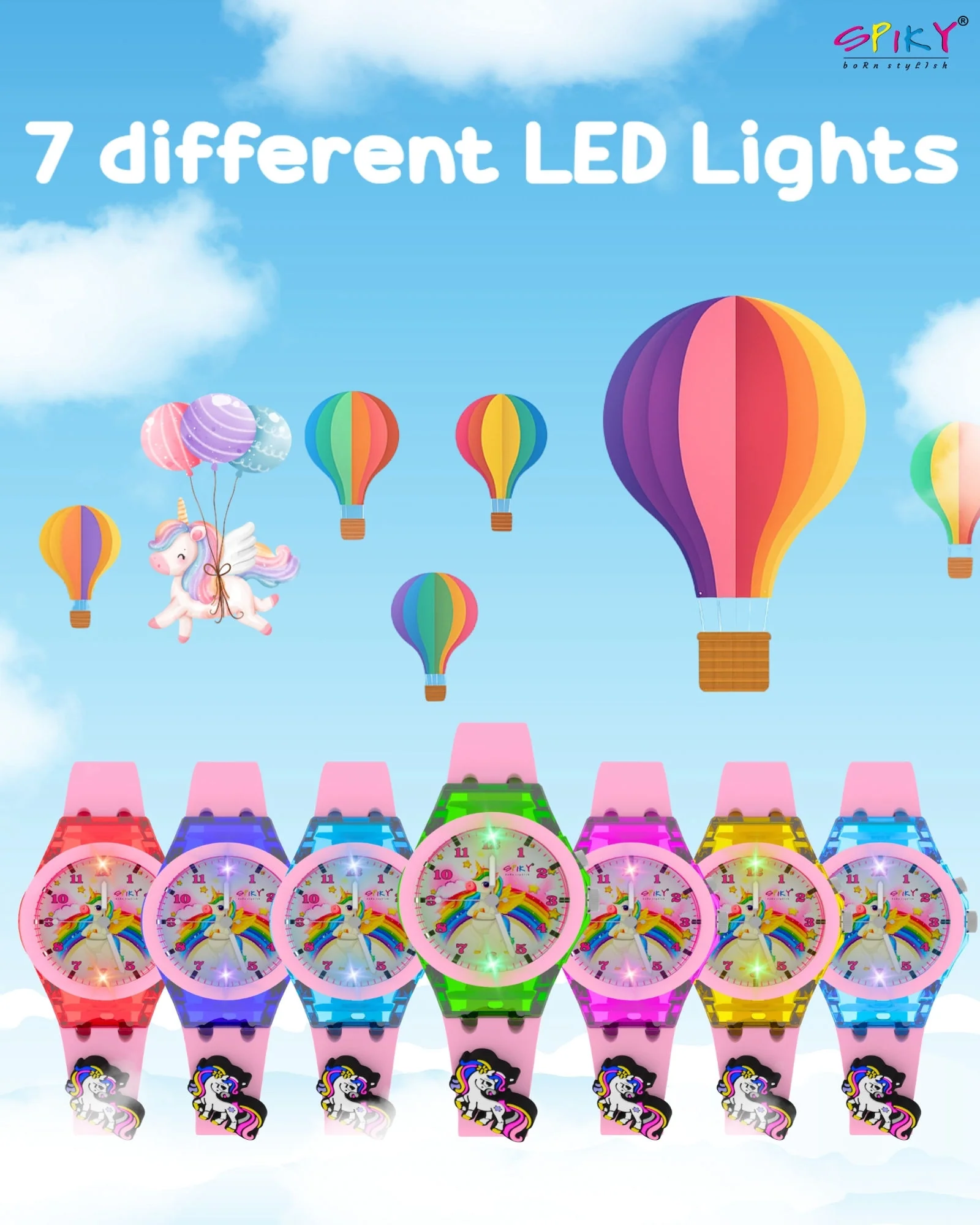 Spiky 3D Rabbit Cartoon Analog Light Watch for Kids - Image 33