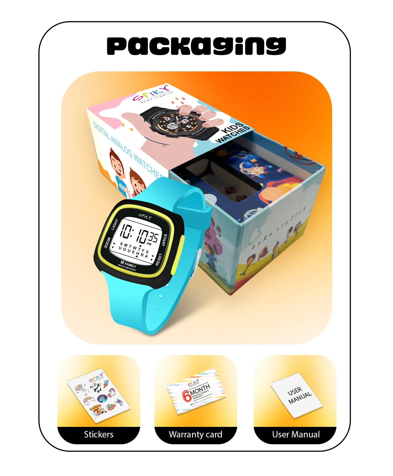 Spiky Eva16 Unique Square Digital Watch for Kids - Image 11