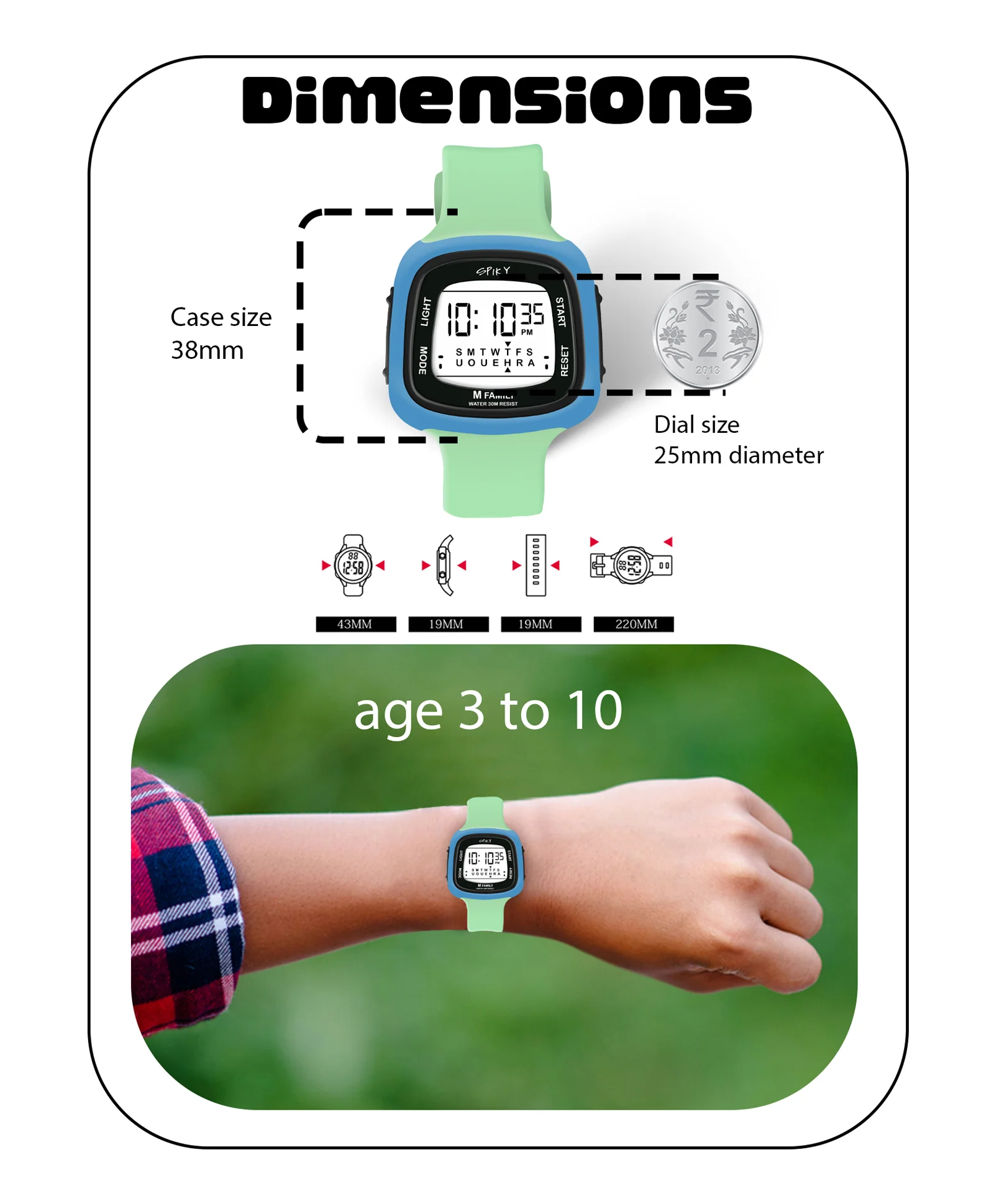 Spiky Eva16 Unique Square Digital Watch for Kids - Image 15