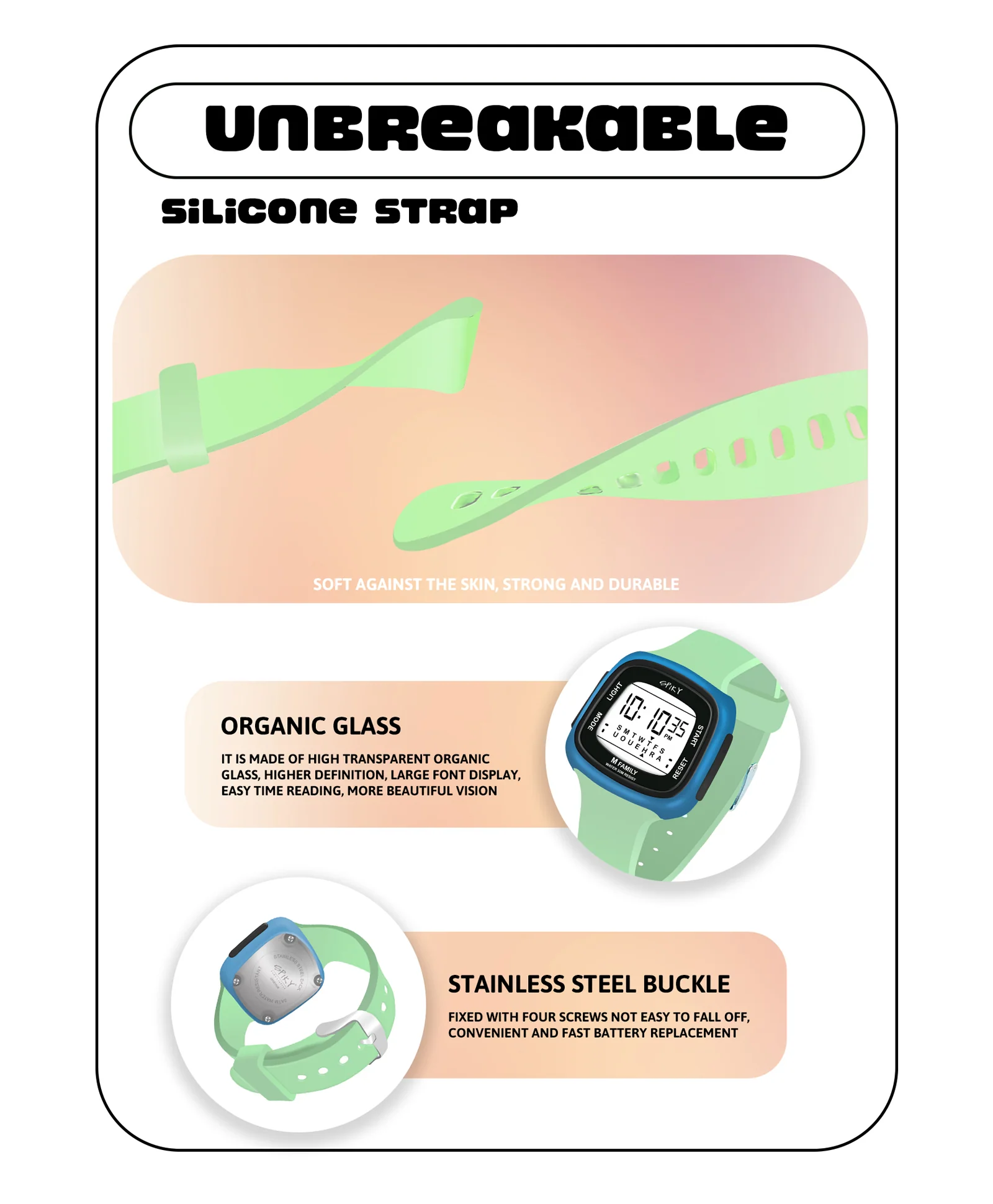 Spiky Eva16 Unique Square Digital Watch for Kids - Image 20