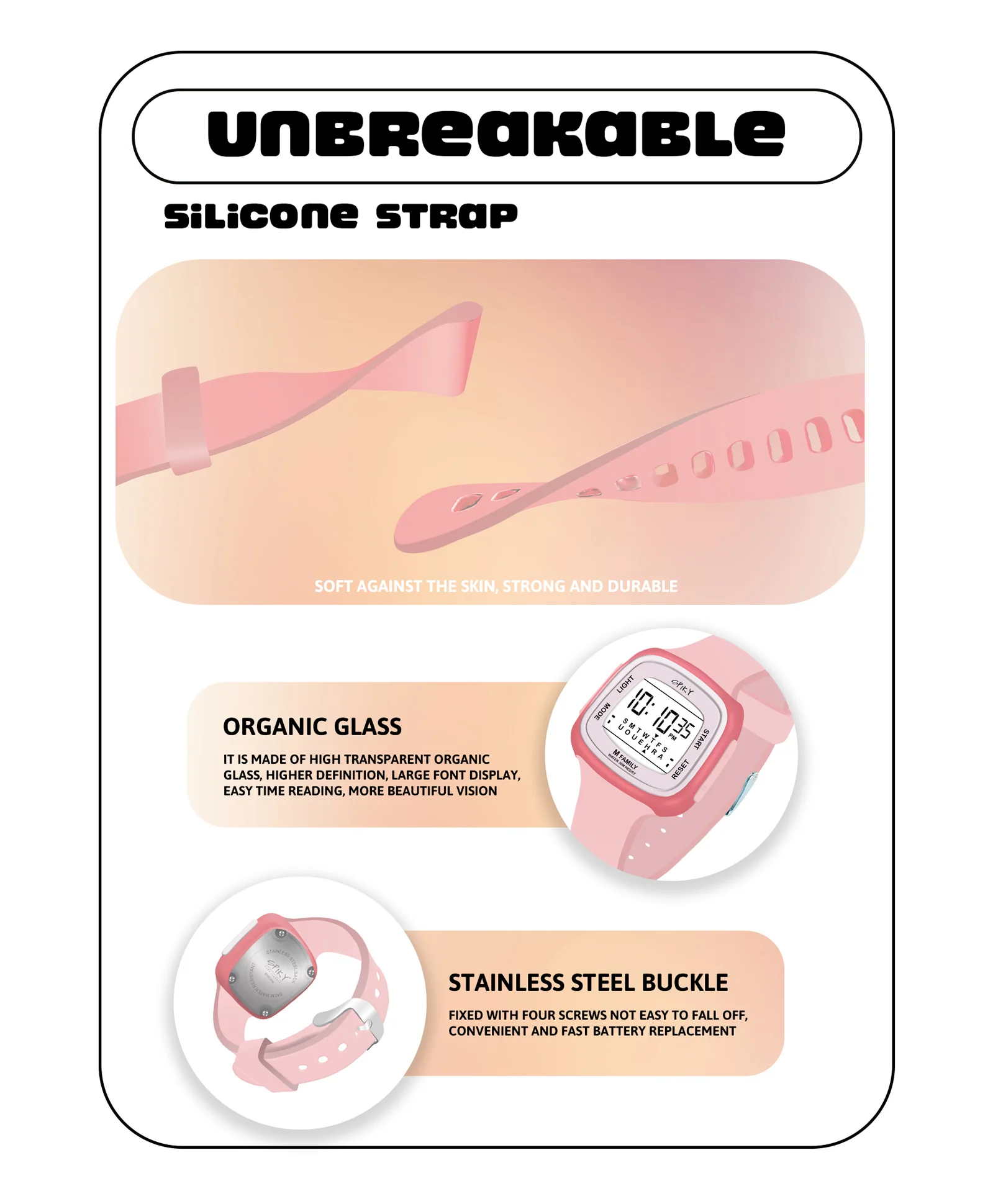 Spiky Eva16 Unique Square Digital Watch for Kids - Image 30