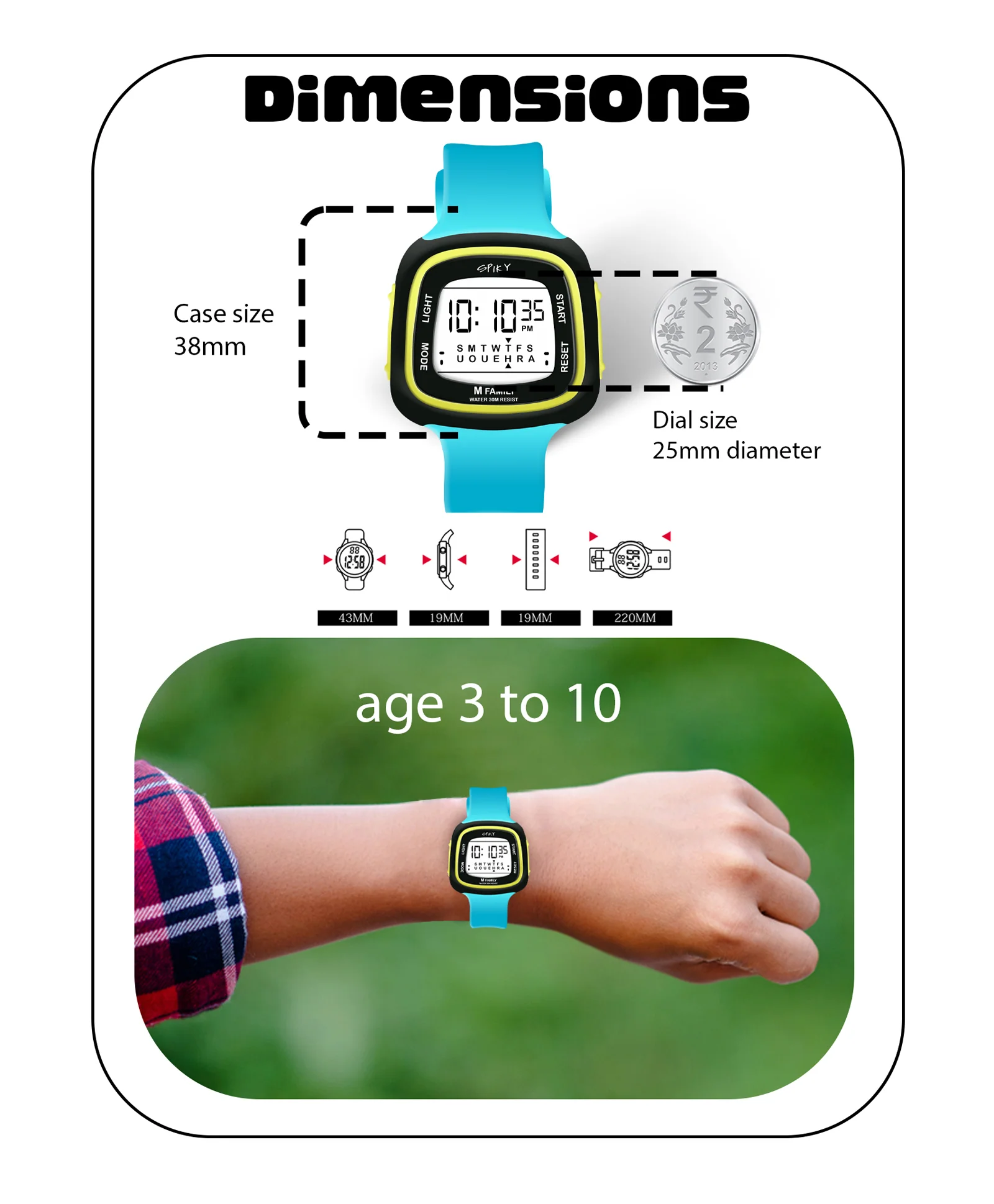 Spiky Eva16 Unique Square Digital Watch for Kids - Image 15