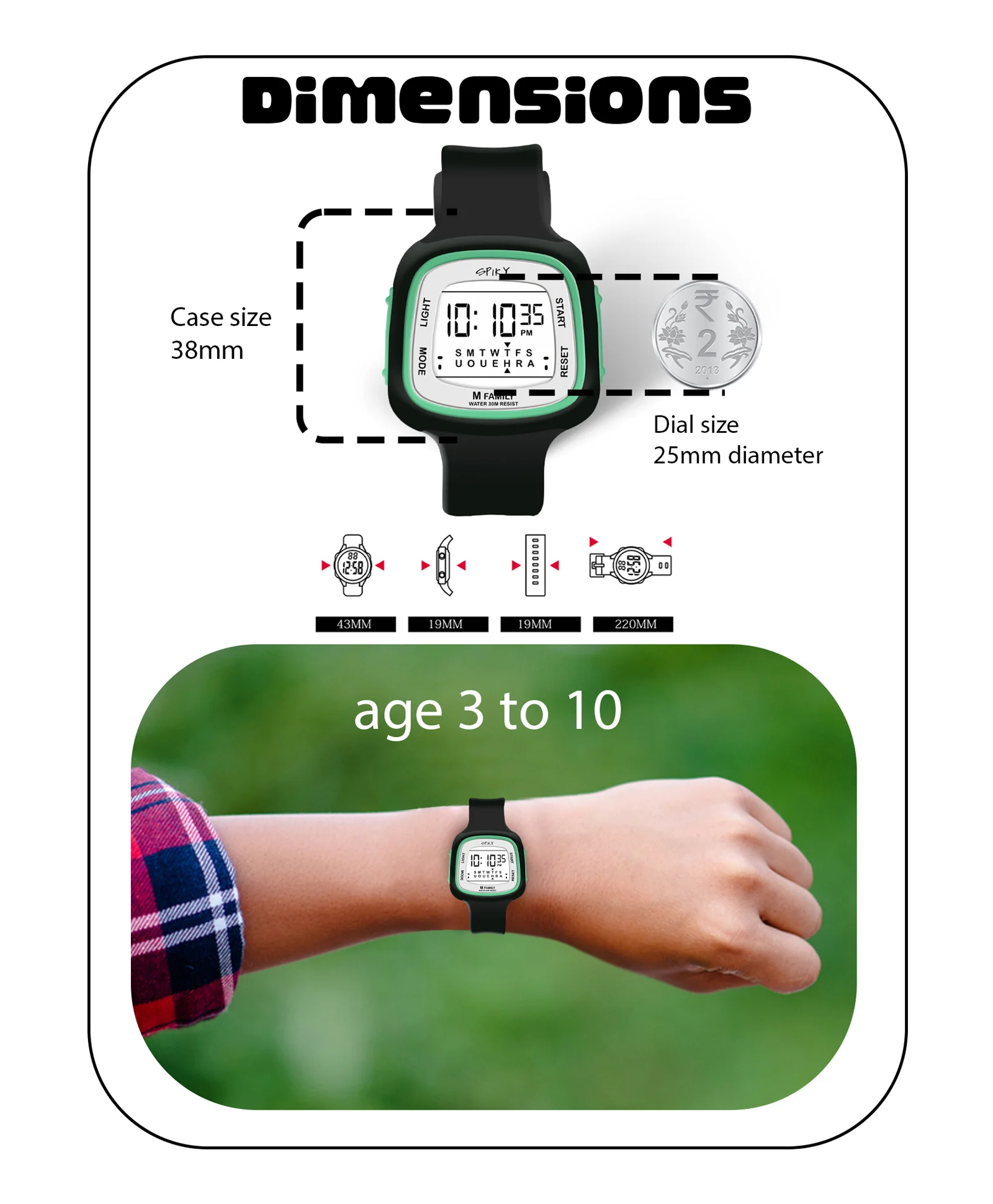 Spiky Eva16 Unique Square Digital Watch for Kids - Image 4