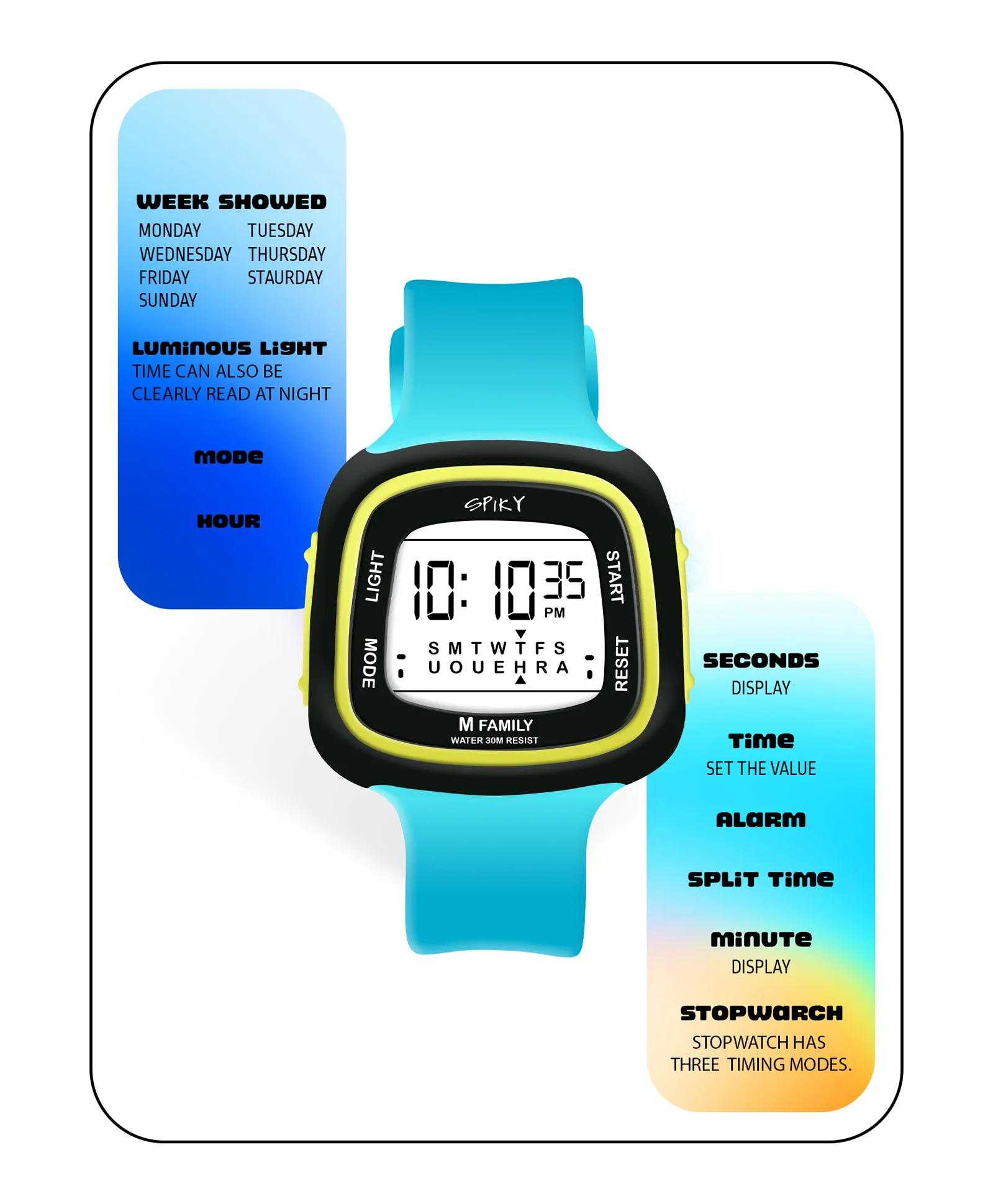 Spiky Eva16 Unique Square Digital Watch for Kids - Image 29