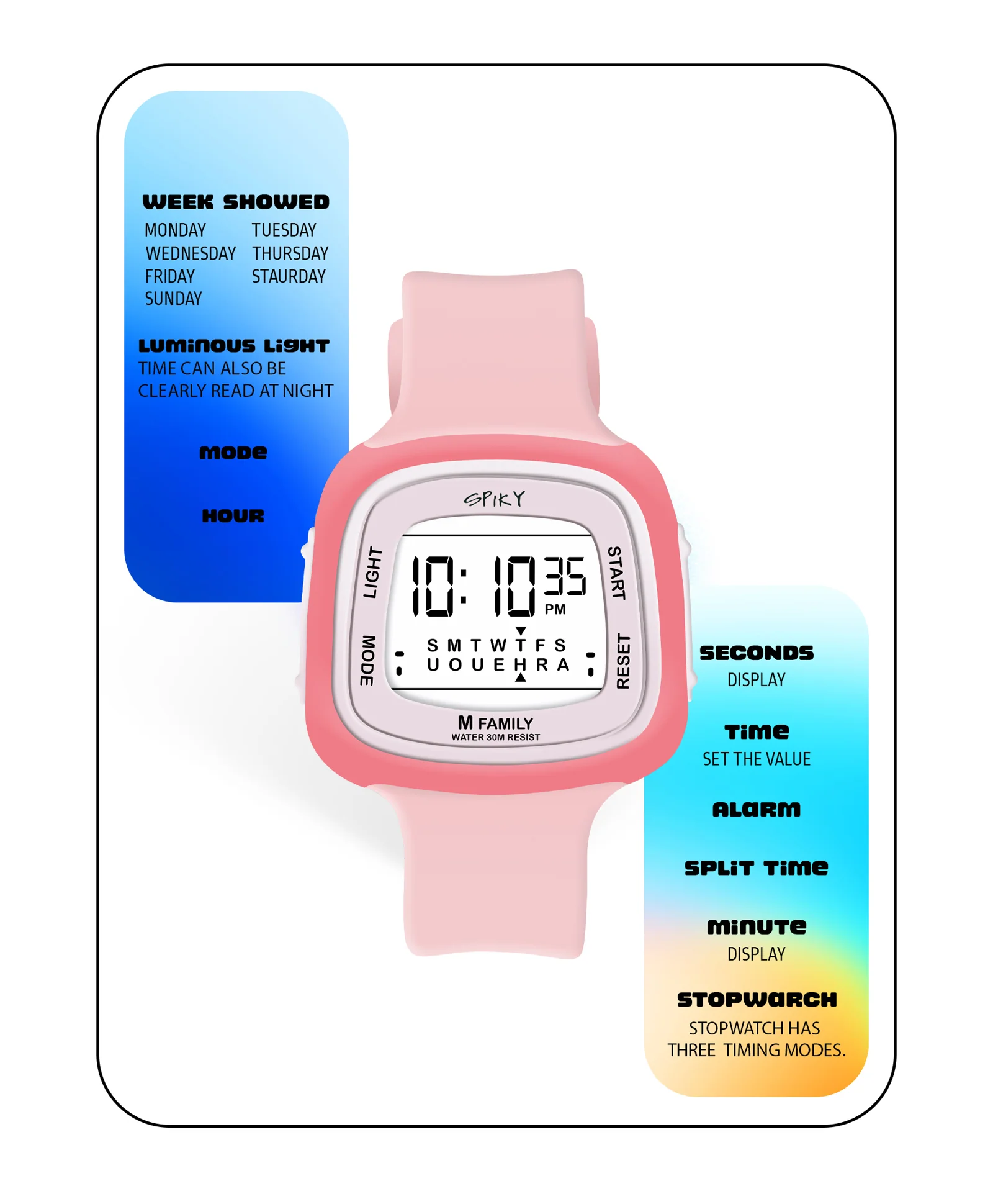 Spiky Eva16 Unique Square Digital Watch for Kids - Image 40