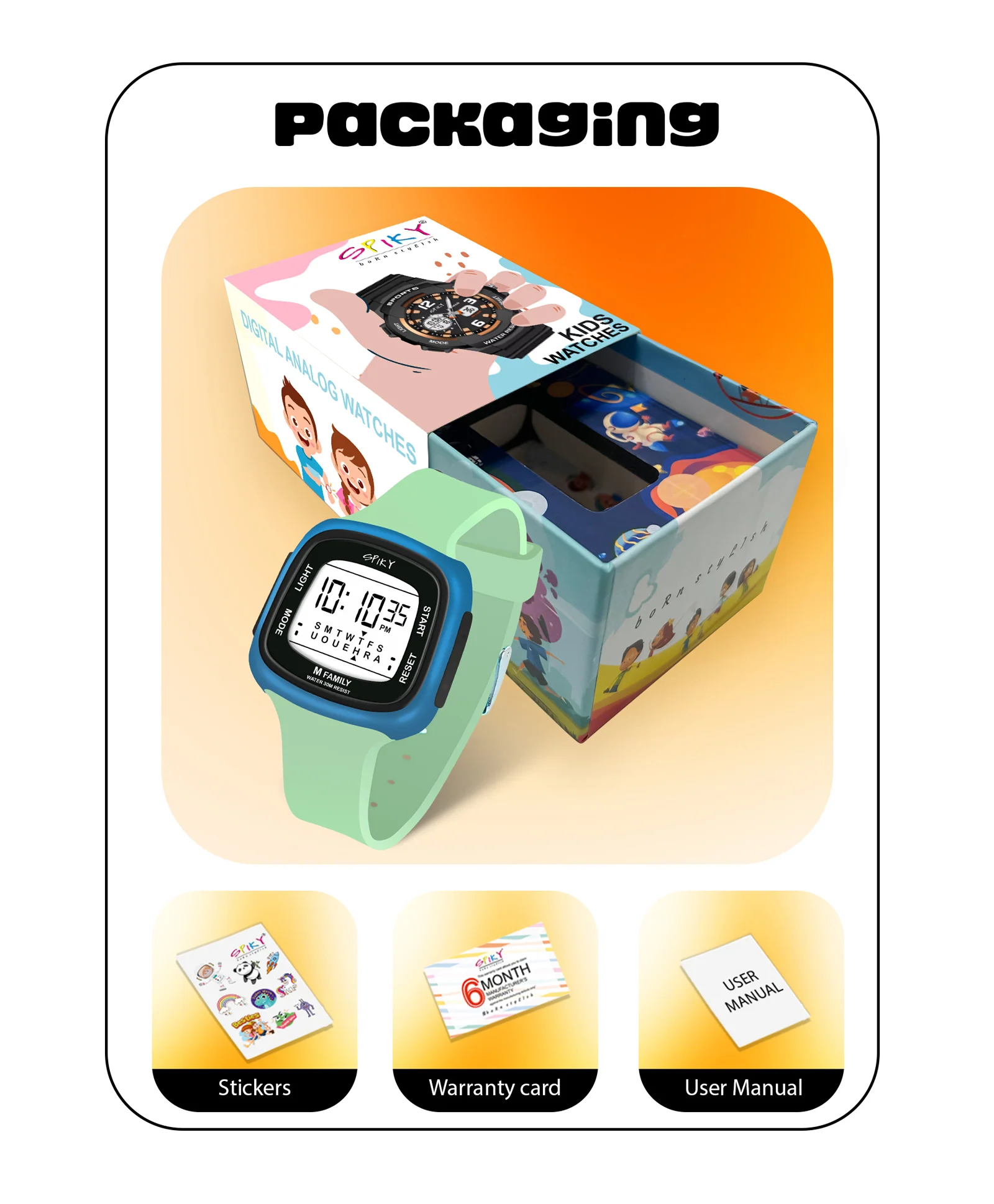Spiky Eva16 Unique Square Digital Watch for Kids - Image 33
