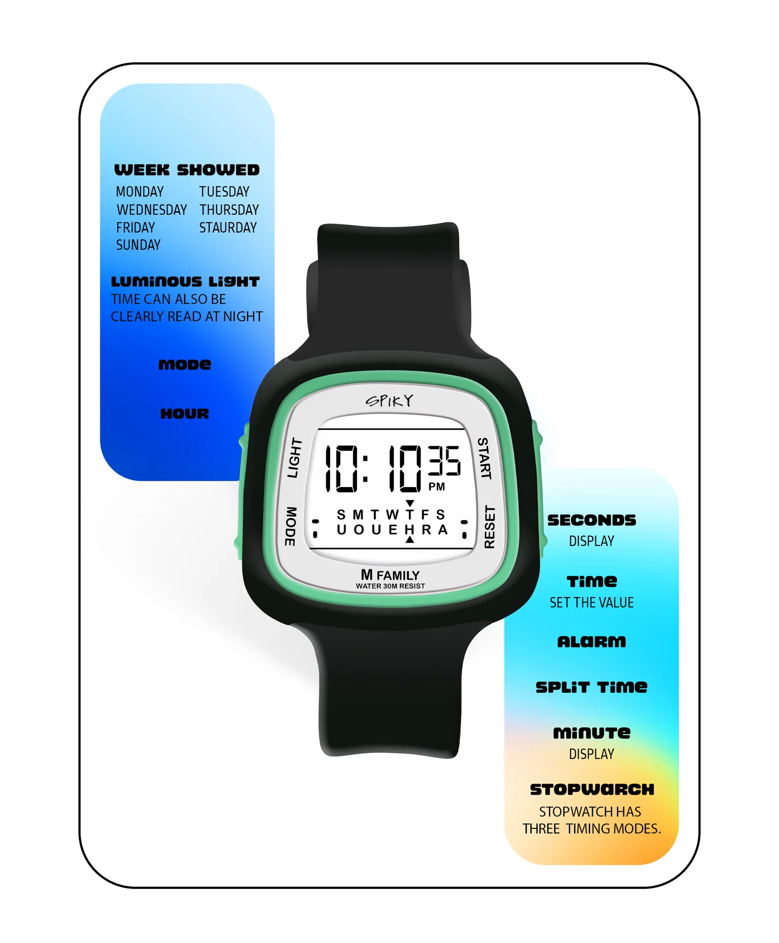 Spiky Eva16 Unique Square Digital Watch for Kids - Image 40